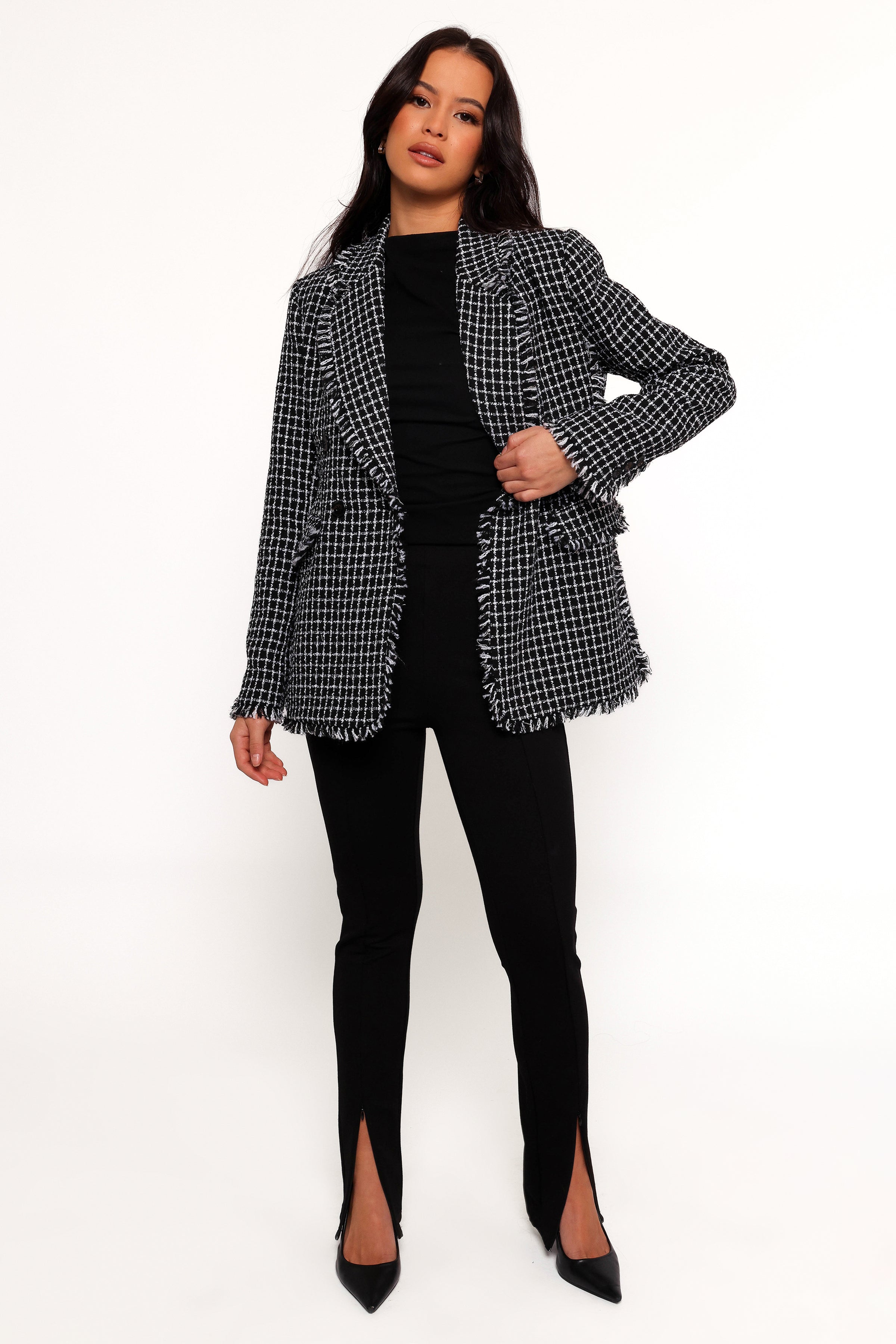 OUTERWEAR Rocco Hem Blazer - Black/White