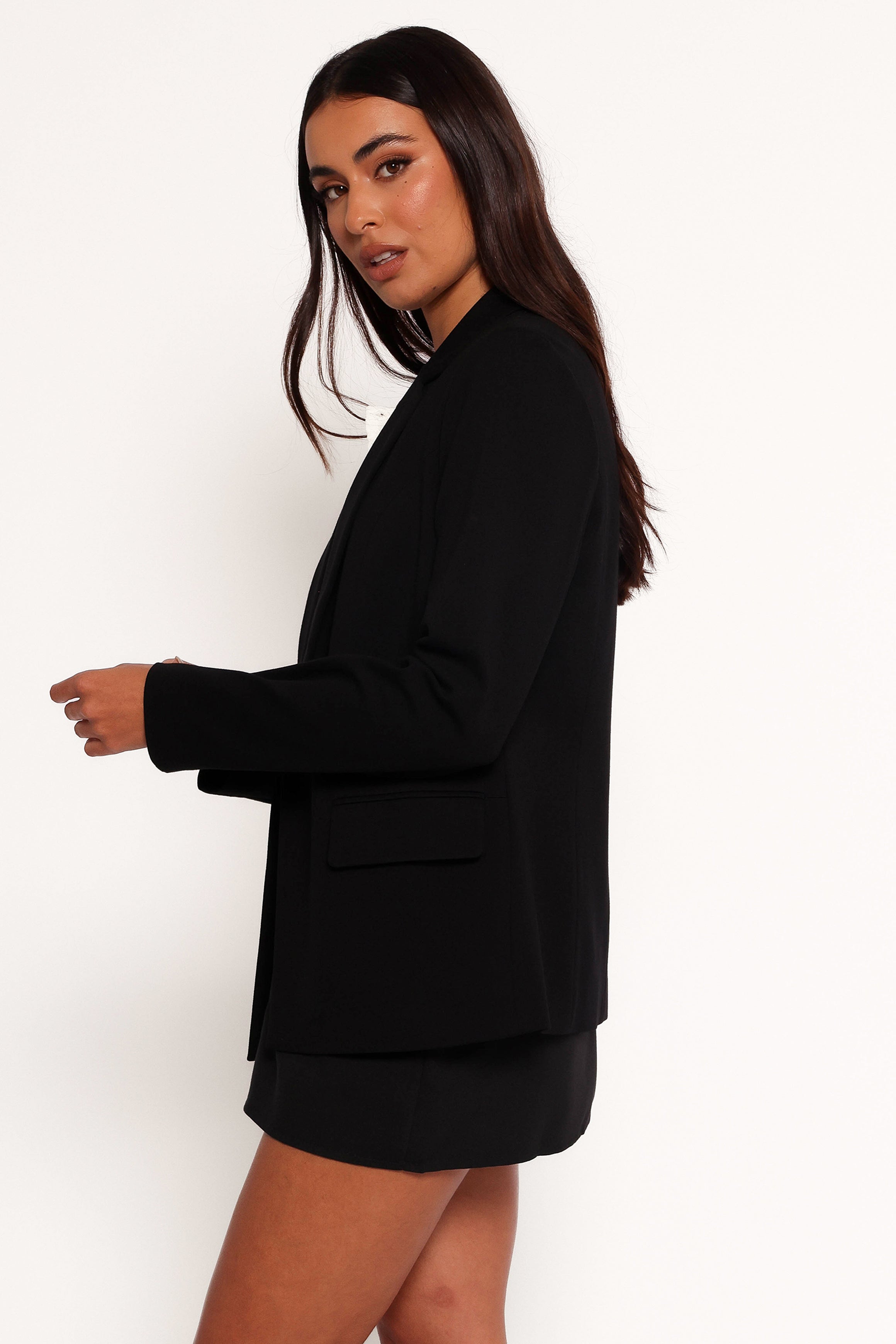 OUTERWEAR Ronny Open Front Knit Blazer - Black