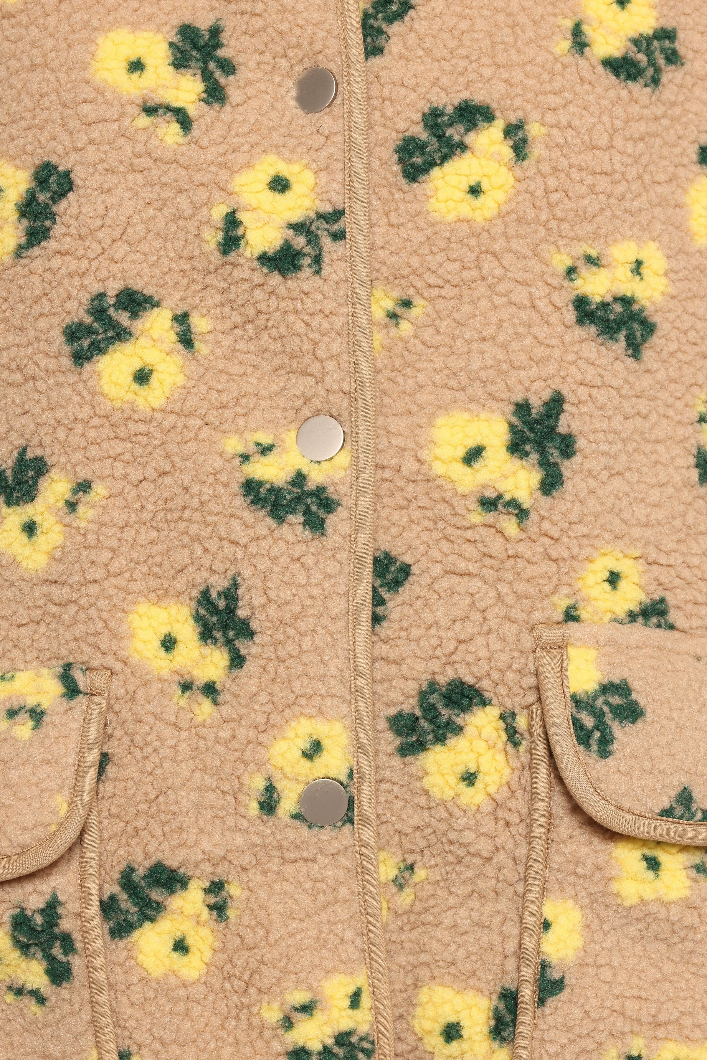 OUTERWEAR Roux Flower Print Shearling Jacket - Taupe