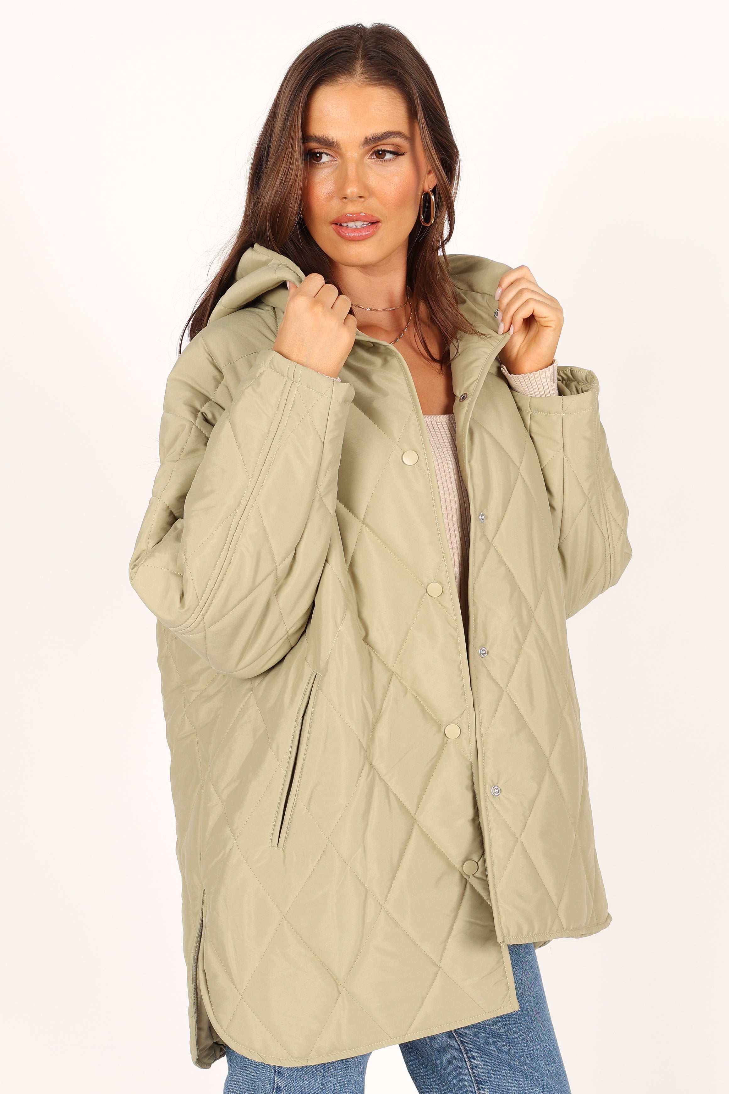 OUTERWEAR @Sally Quilted Jacket - Green (waiting on bulk)