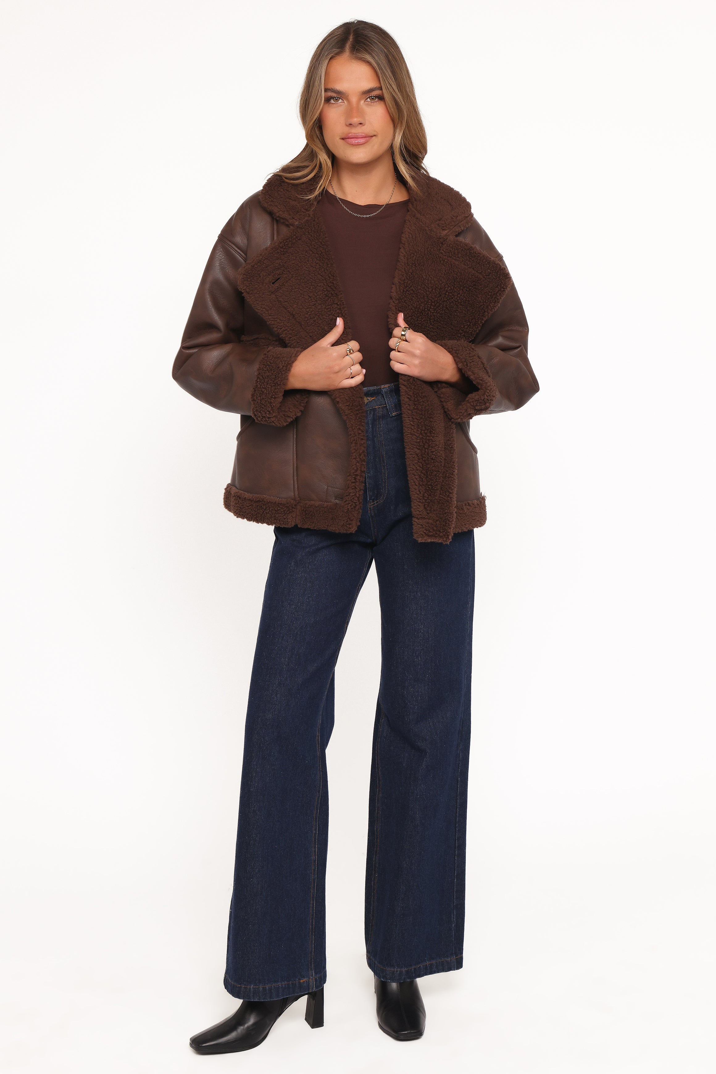 OUTERWEAR Sherpa Car Coat - Chocolate