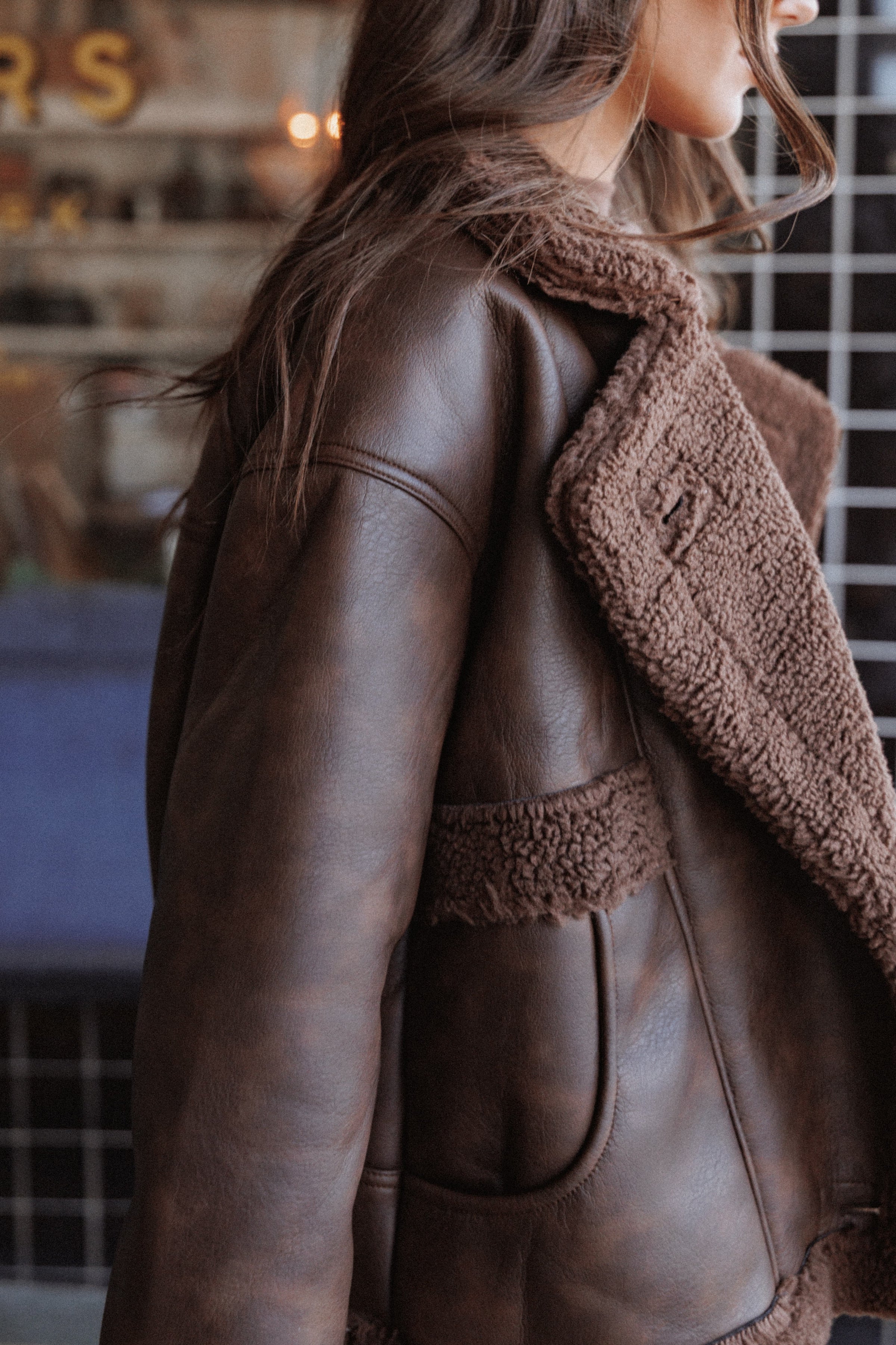 OUTERWEAR Sherpa Car Coat - Chocolate