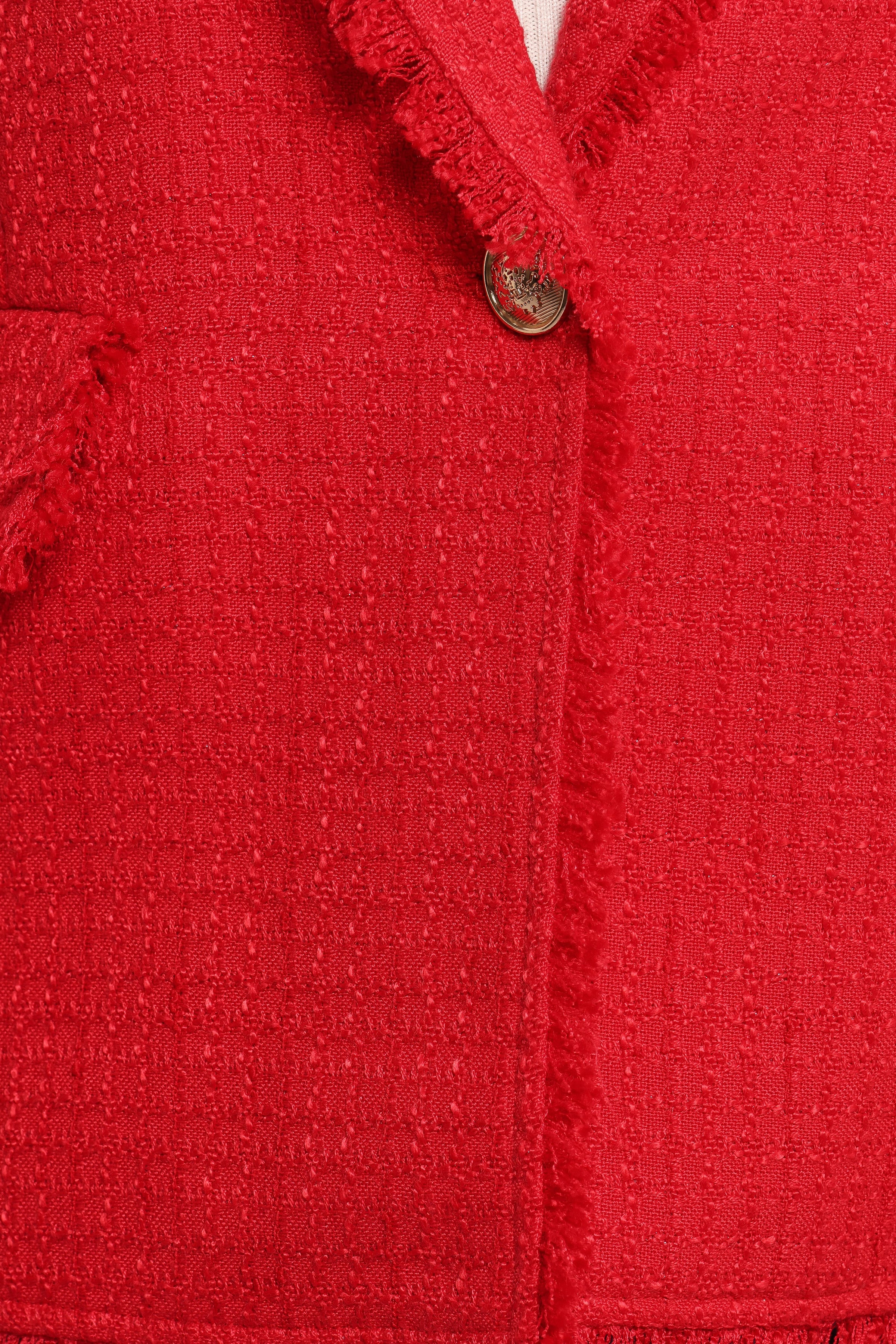 OUTERWEAR Simona Single Button Twill Blazer - Red