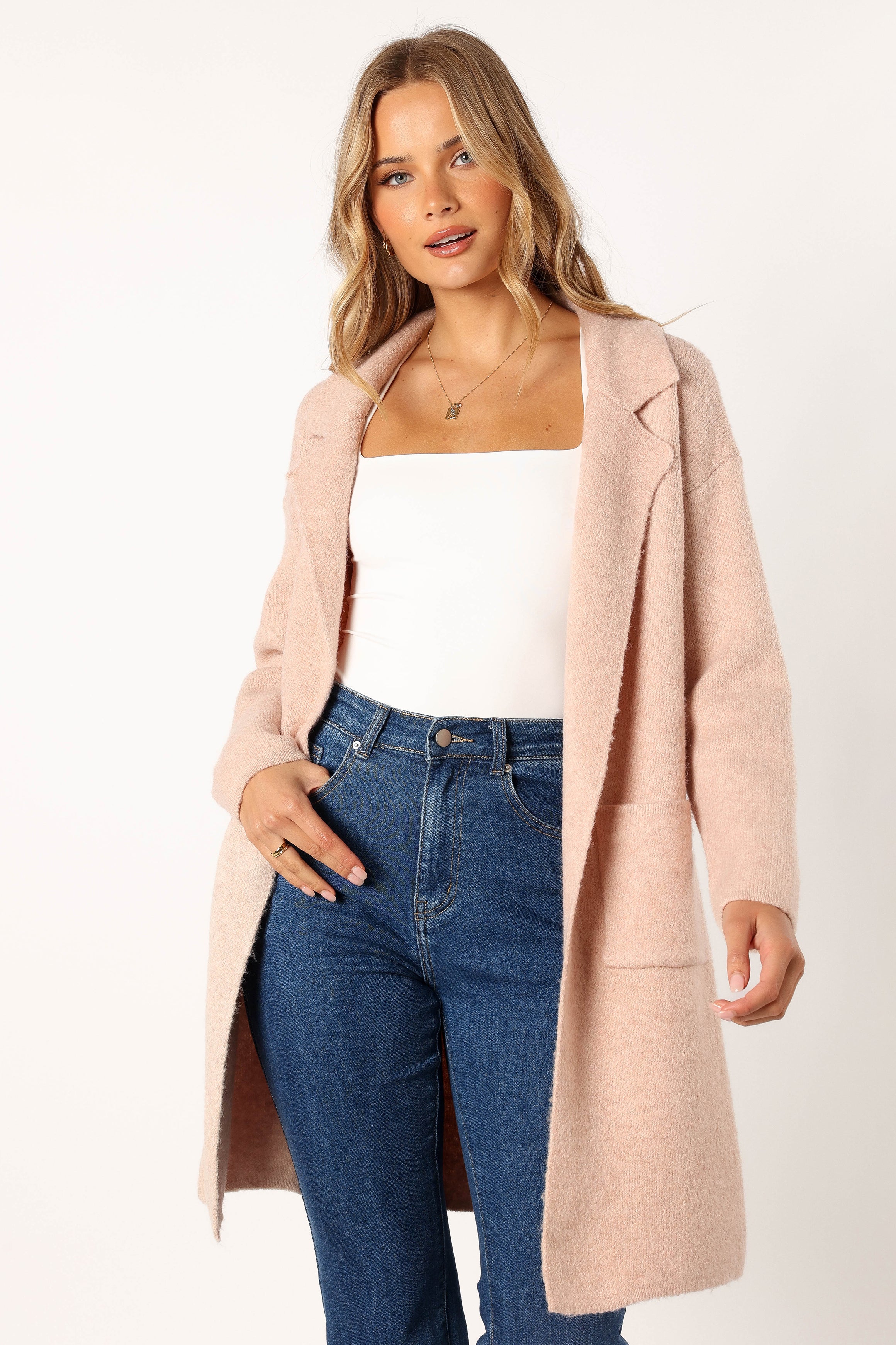 OUTERWEAR @Skylar Open Front Coatigan - Blush