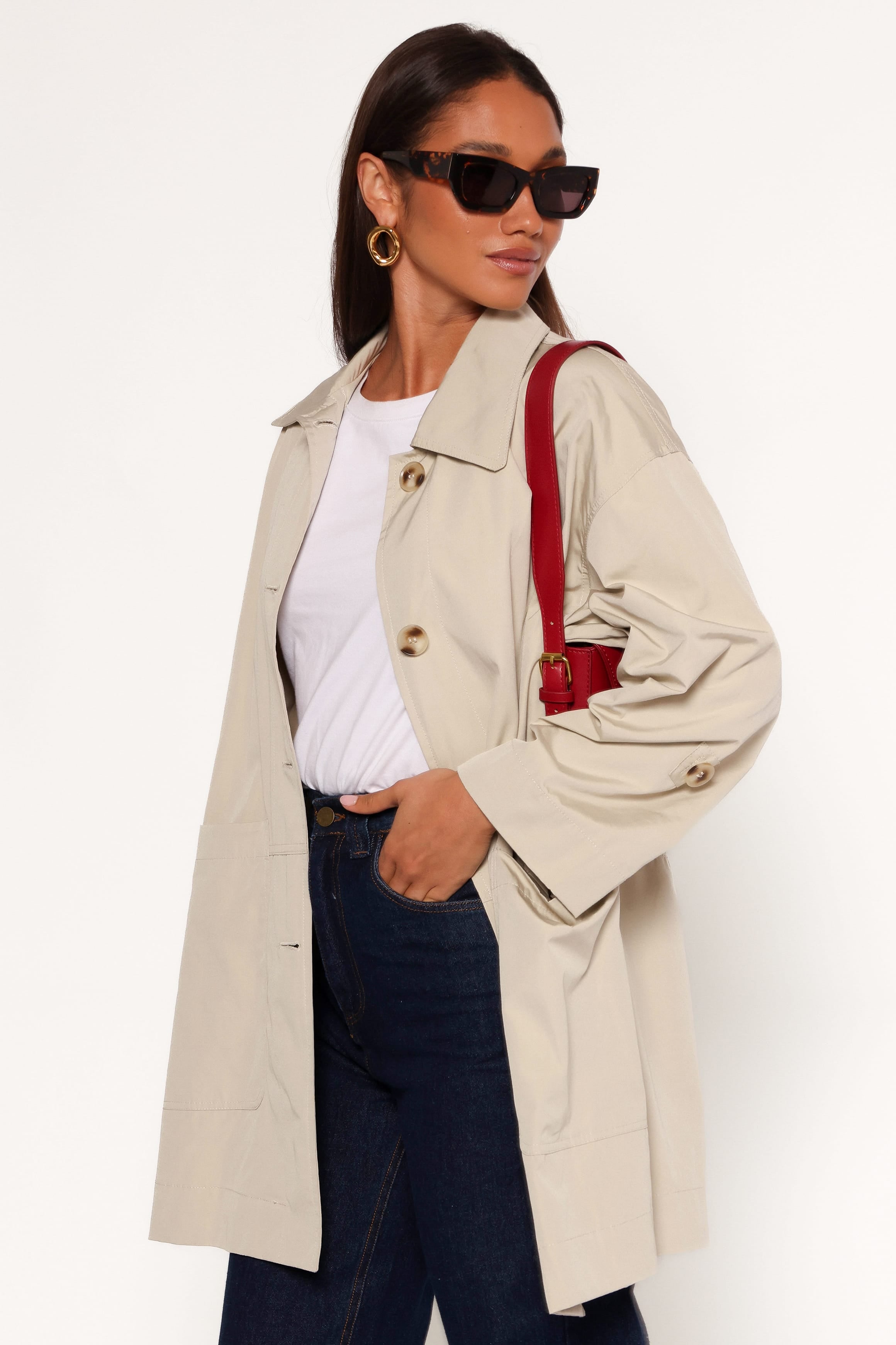 OUTERWEAR Stella Button Front Collar Jacket - Taupe