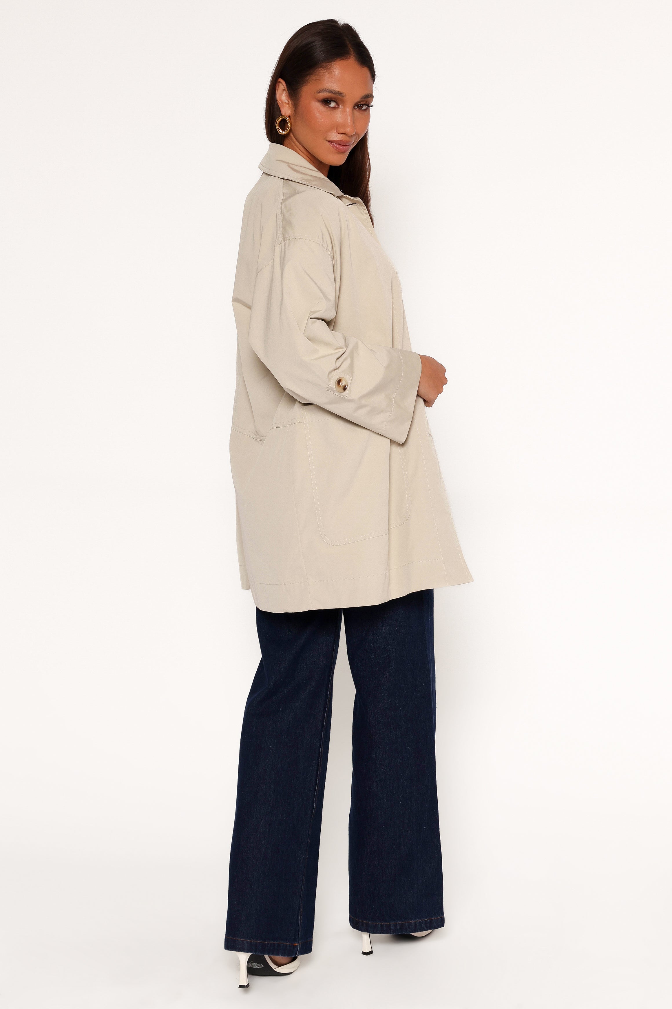OUTERWEAR Stella Button Front Collar Jacket - Taupe