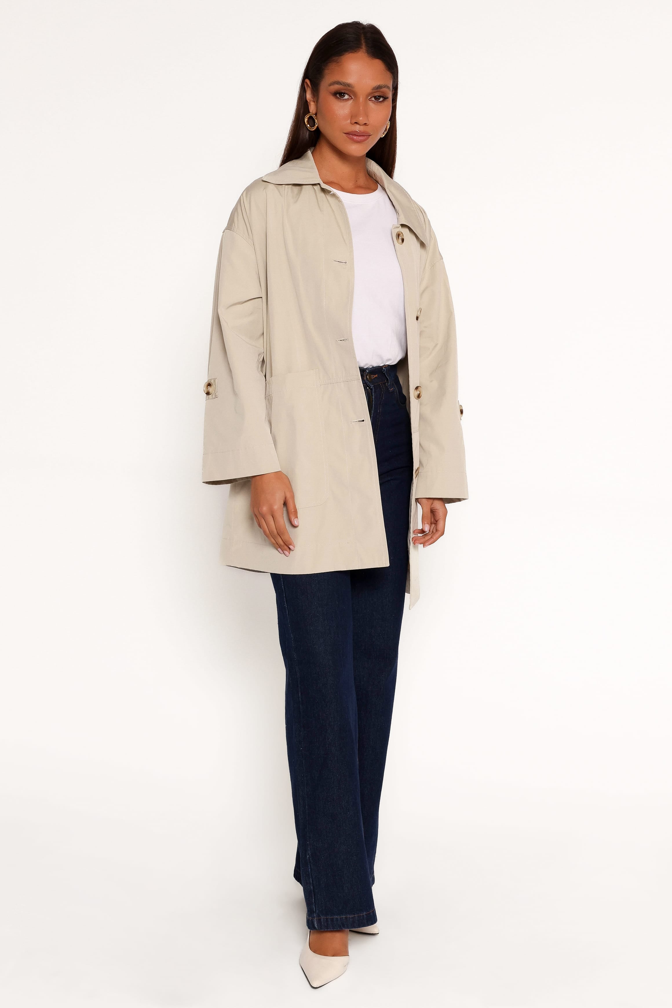 OUTERWEAR Stella Button Front Collar Jacket - Taupe