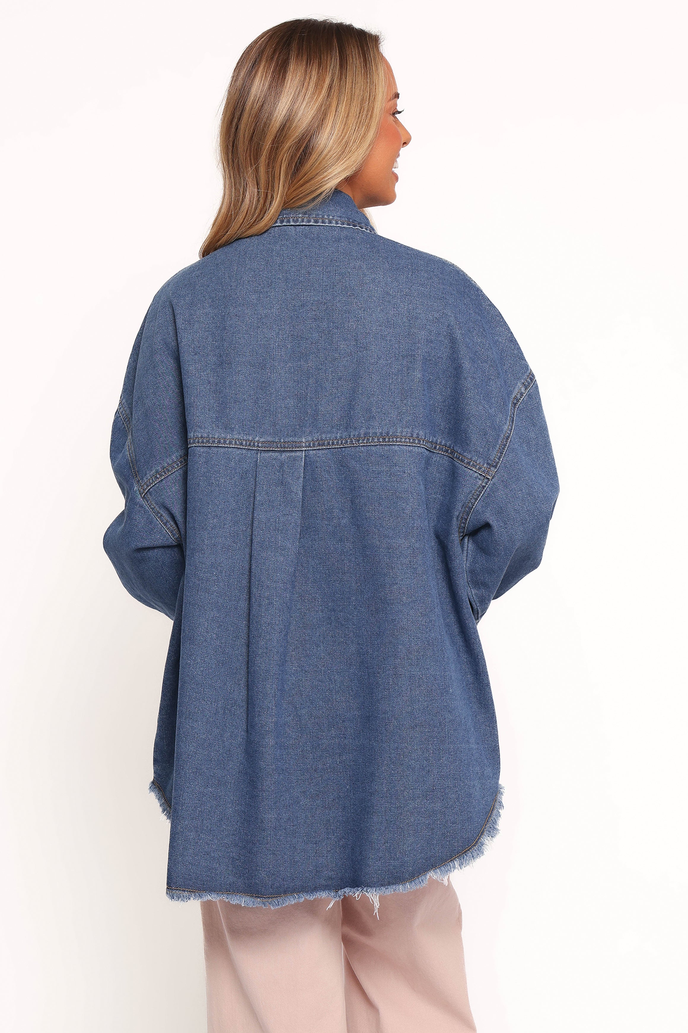OUTERWEAR Twiggy Frayed Edge Denim Shacket - Denim