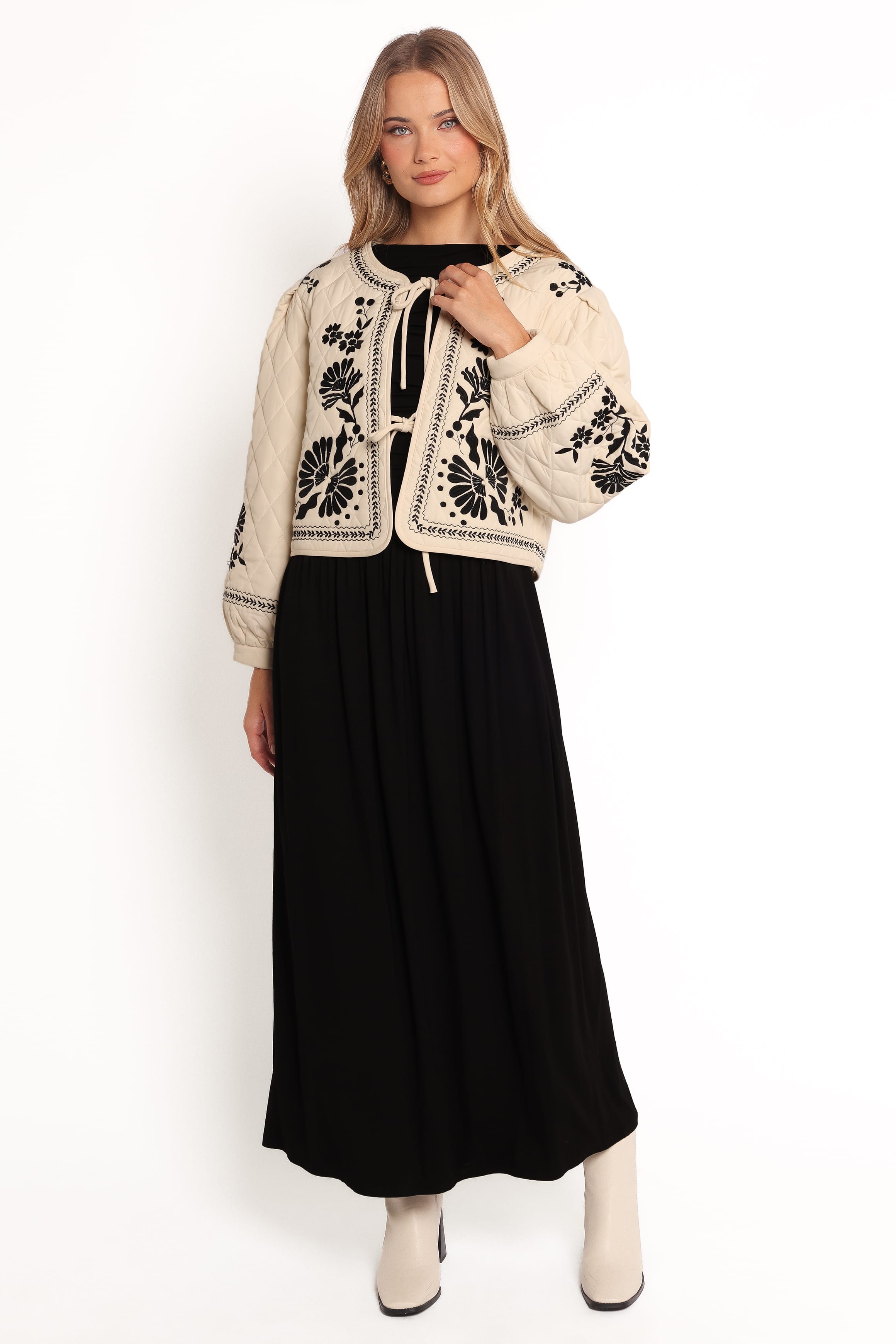 OUTERWEAR Vako Quilted Embroidered Jacket - Light Taupe