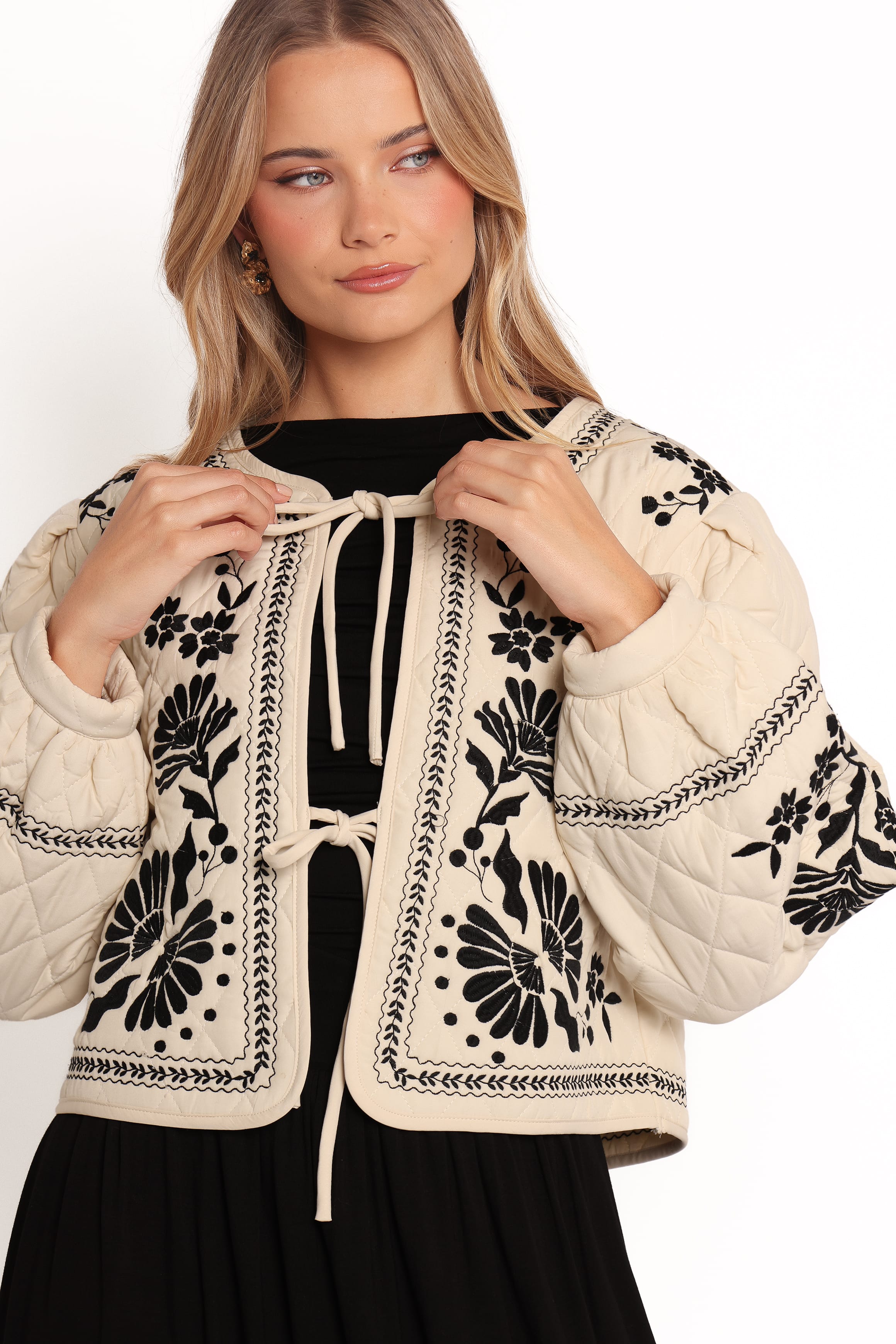 OUTERWEAR Vako Quilted Embroidered Jacket - Light Taupe