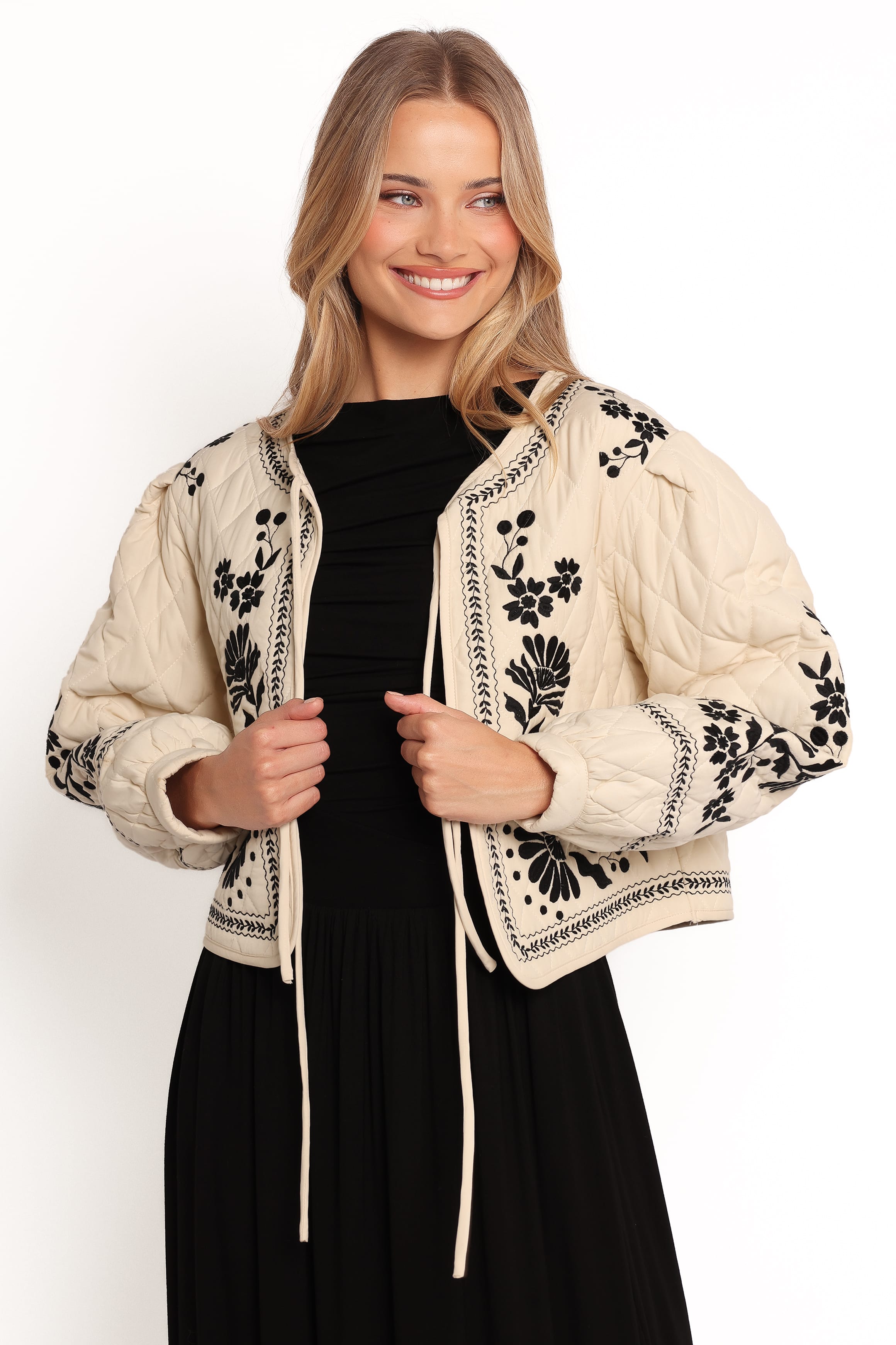 OUTERWEAR Vako Quilted Embroidered Jacket - Light Taupe