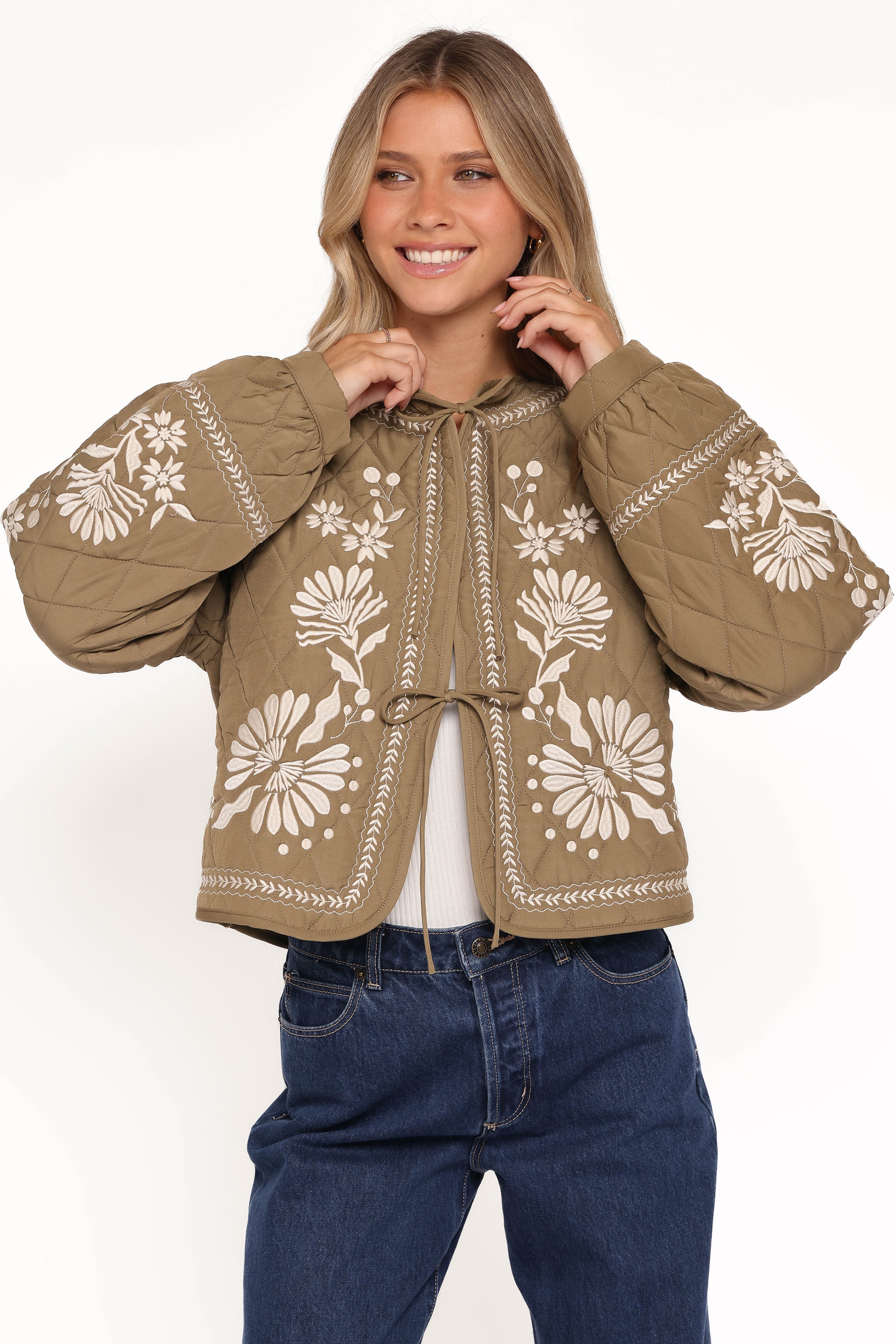 OUTERWEAR Vako Quilted Embroidered Jacket - Olive