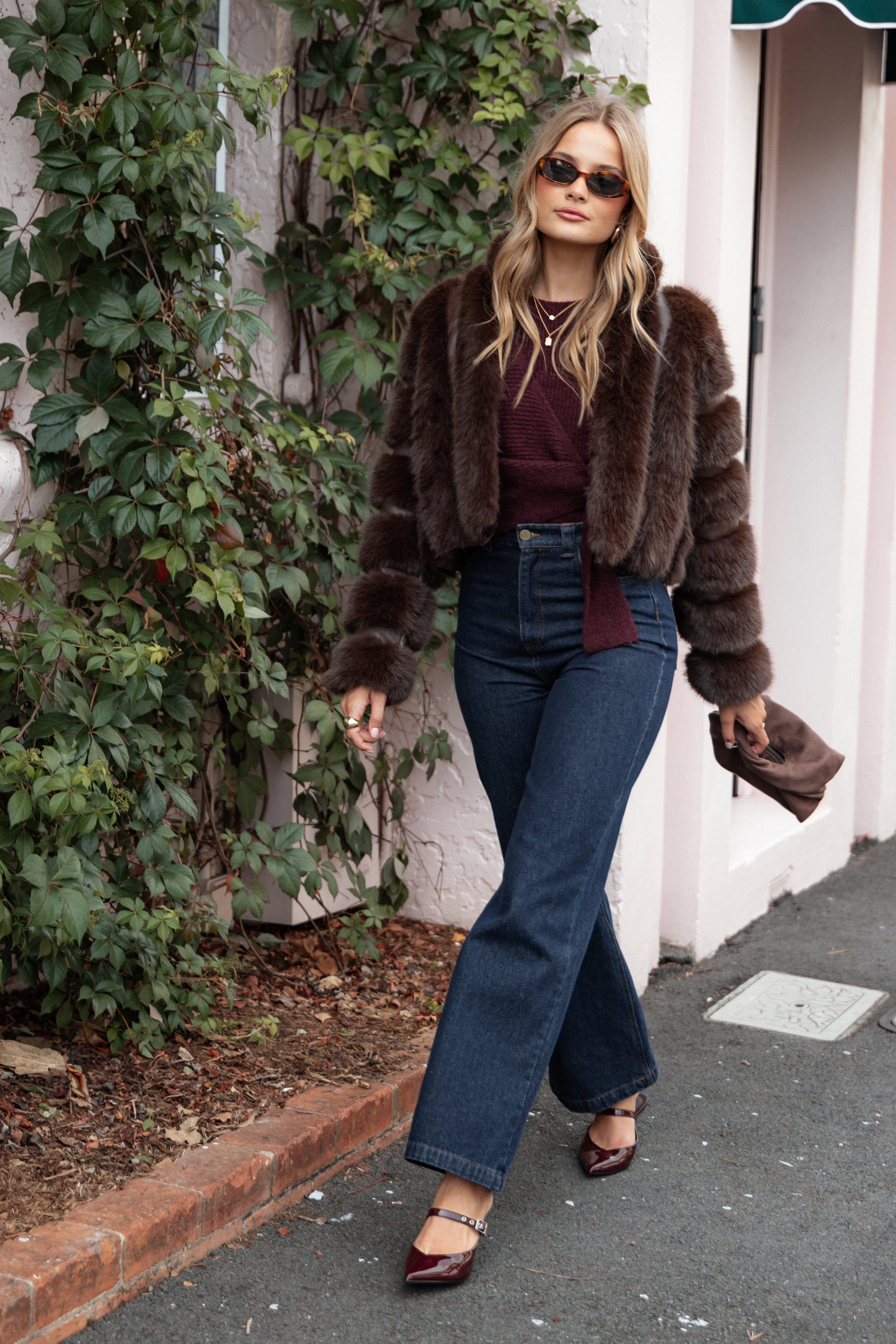 OUTERWEAR Velma Channel Faux Fur Jacket - Chocolate