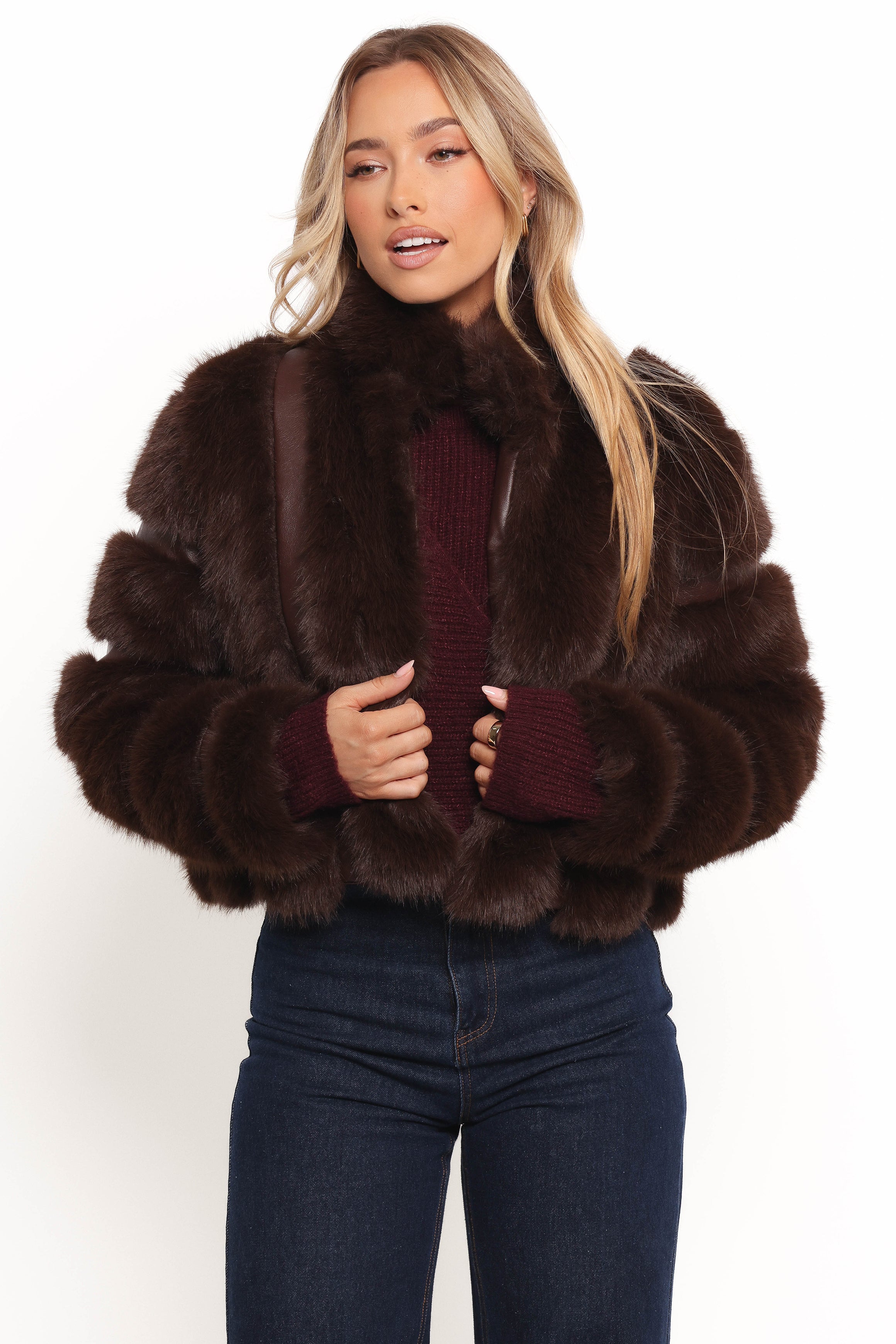 OUTERWEAR Velma Channel Faux Fur Jacket - Chocolate