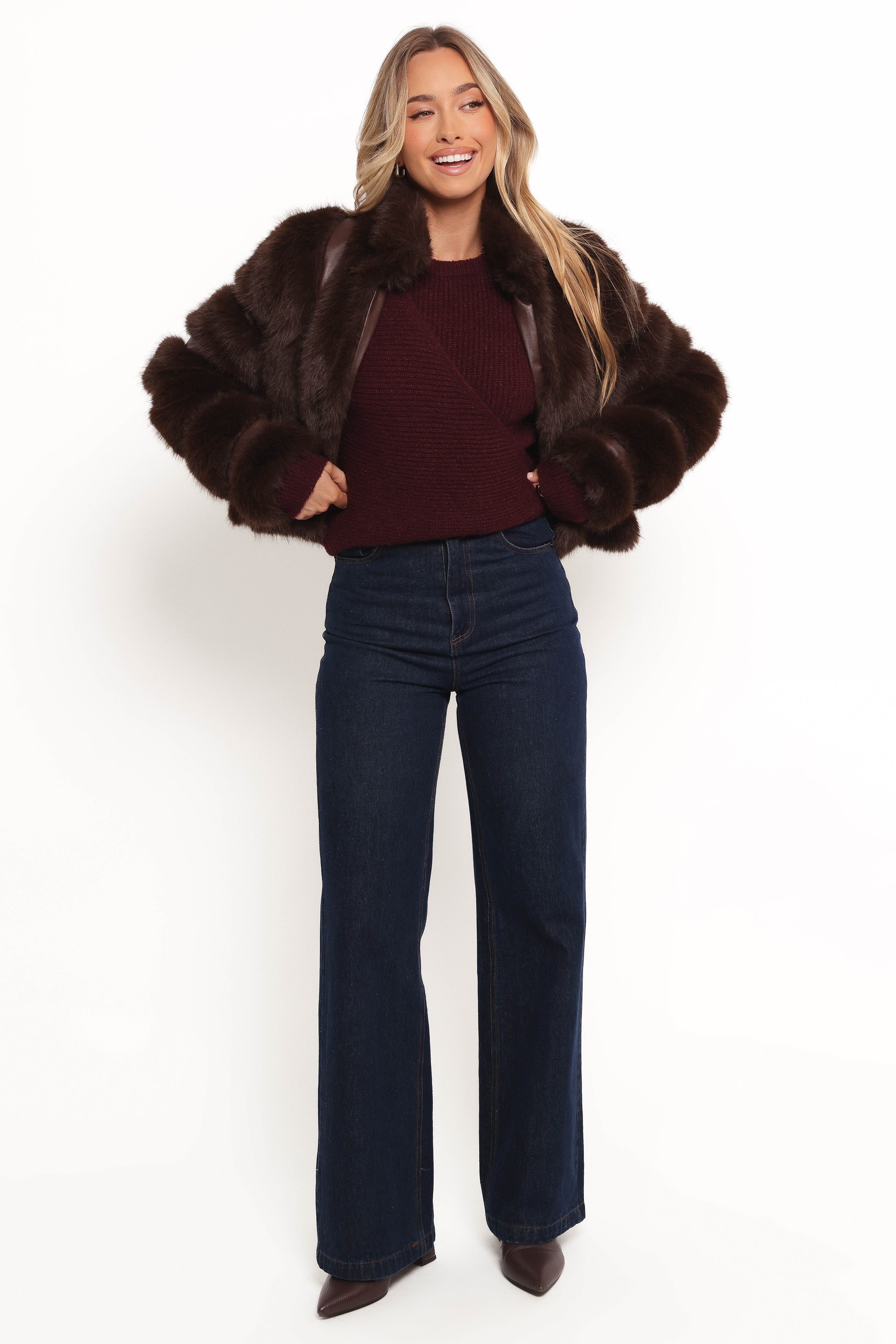 OUTERWEAR Velma Channel Faux Fur Jacket - Chocolate