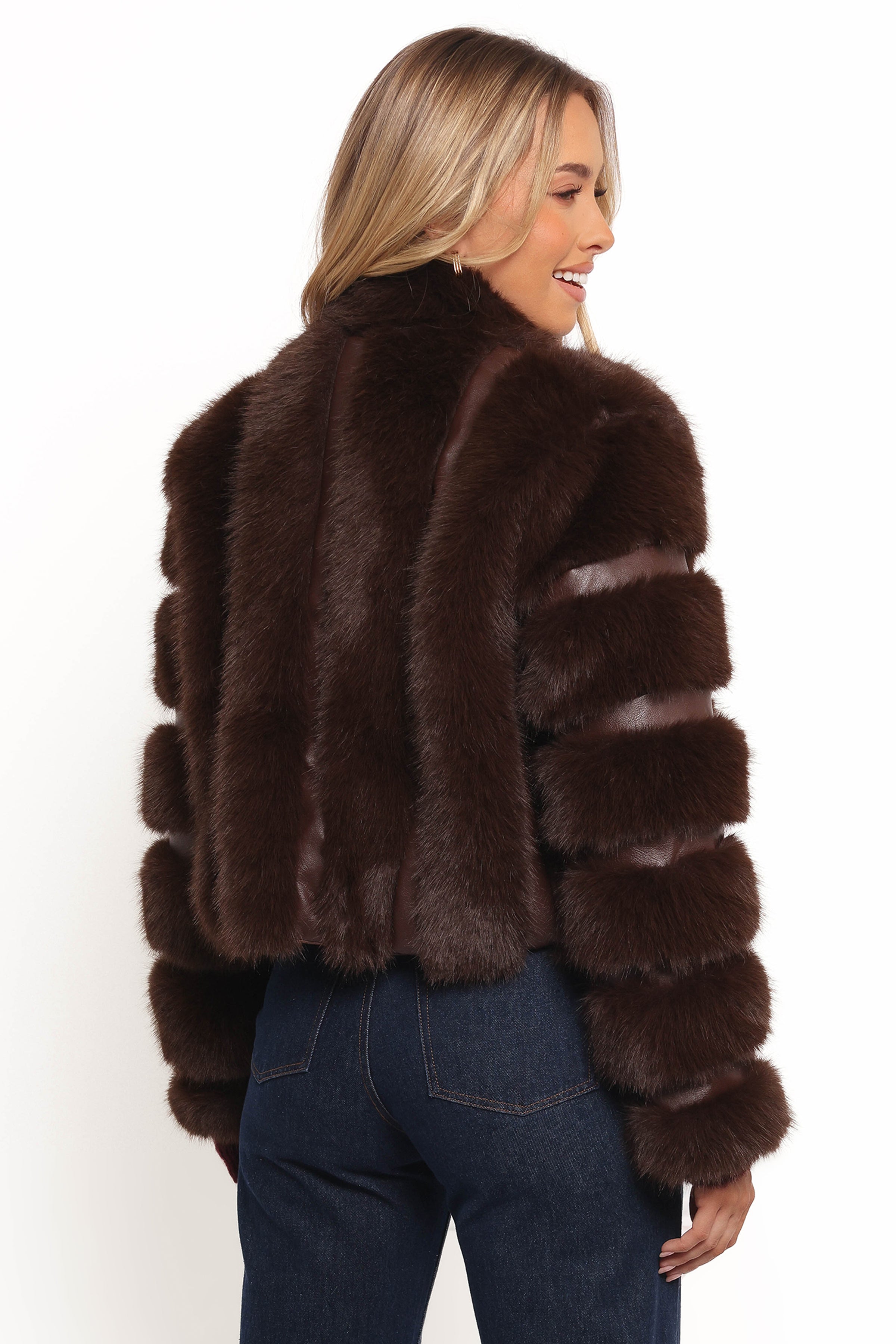 OUTERWEAR Velma Channel Faux Fur Jacket - Chocolate