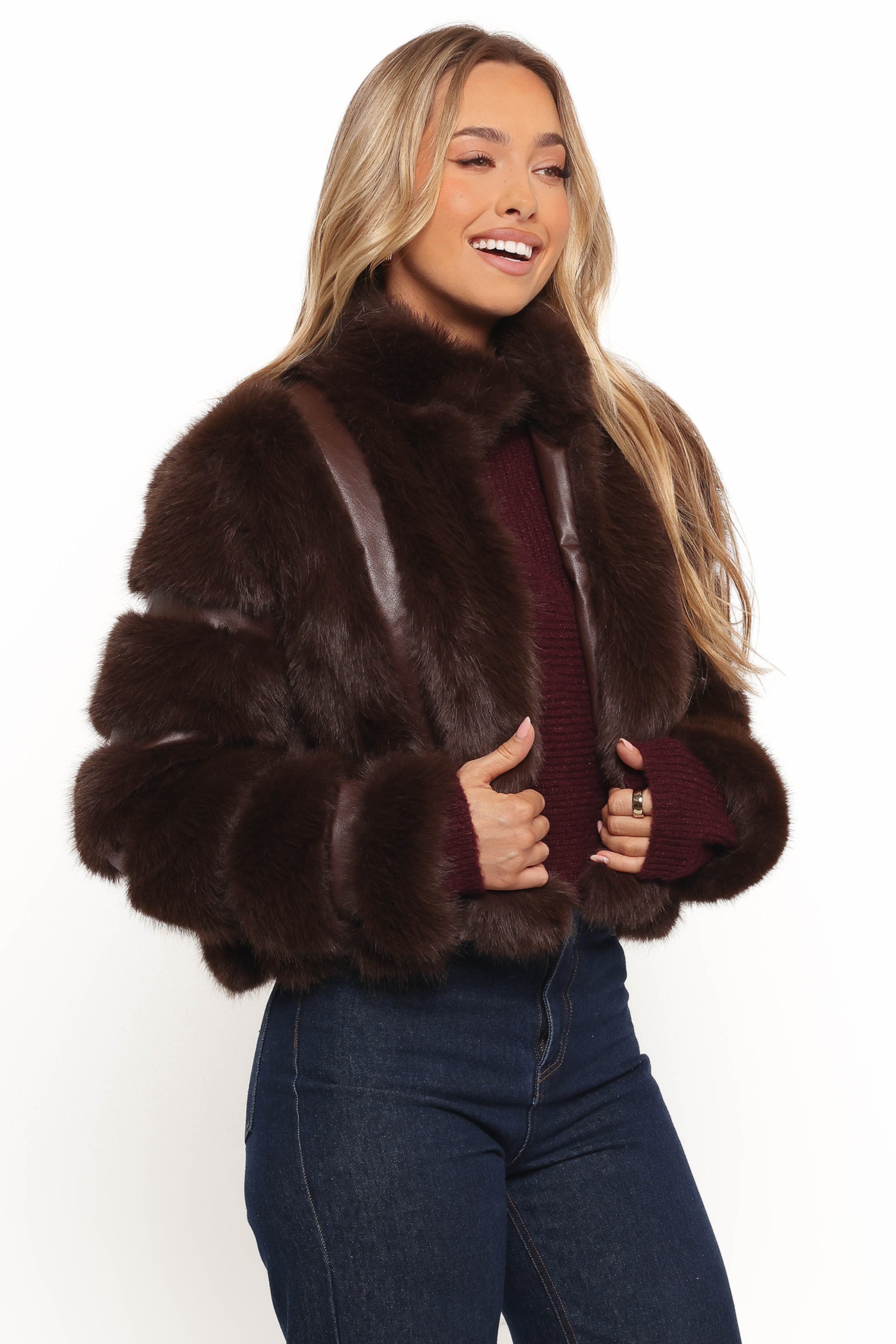 OUTERWEAR Velma Channel Faux Fur Jacket - Chocolate