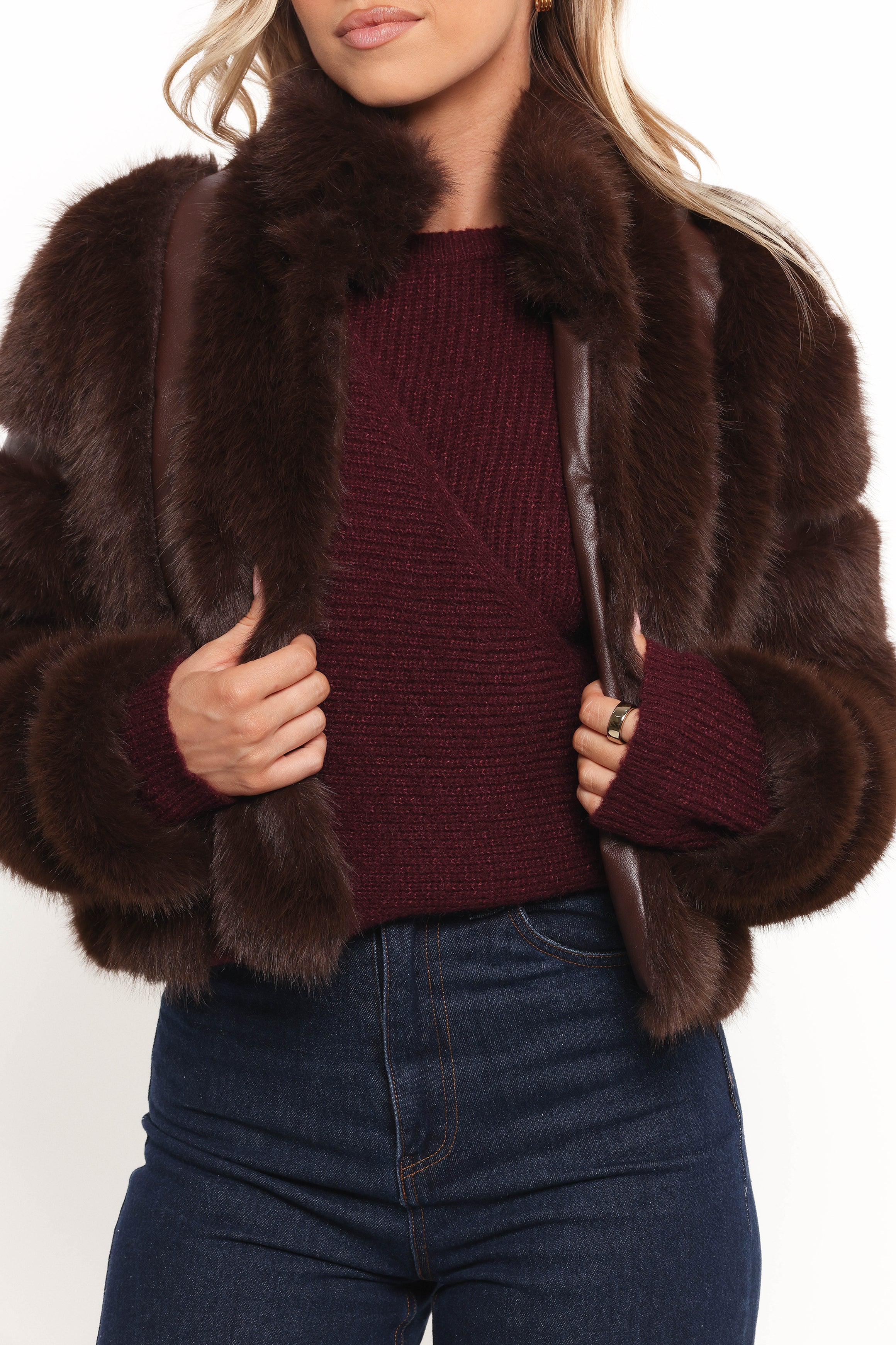 OUTERWEAR Velma Channel Faux Fur Jacket - Chocolate