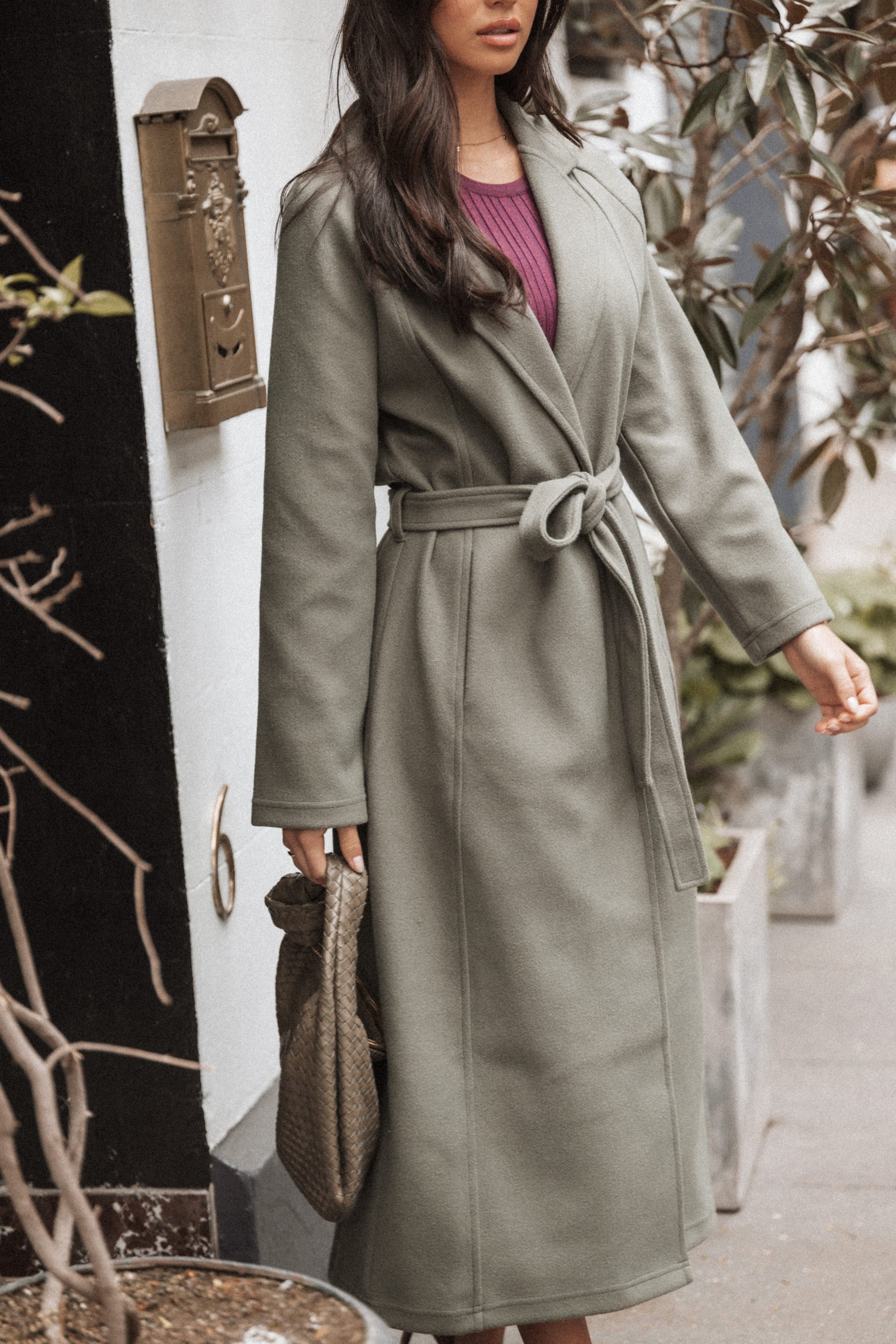 OUTERWEAR Violeta Tie Front Coat - Olive