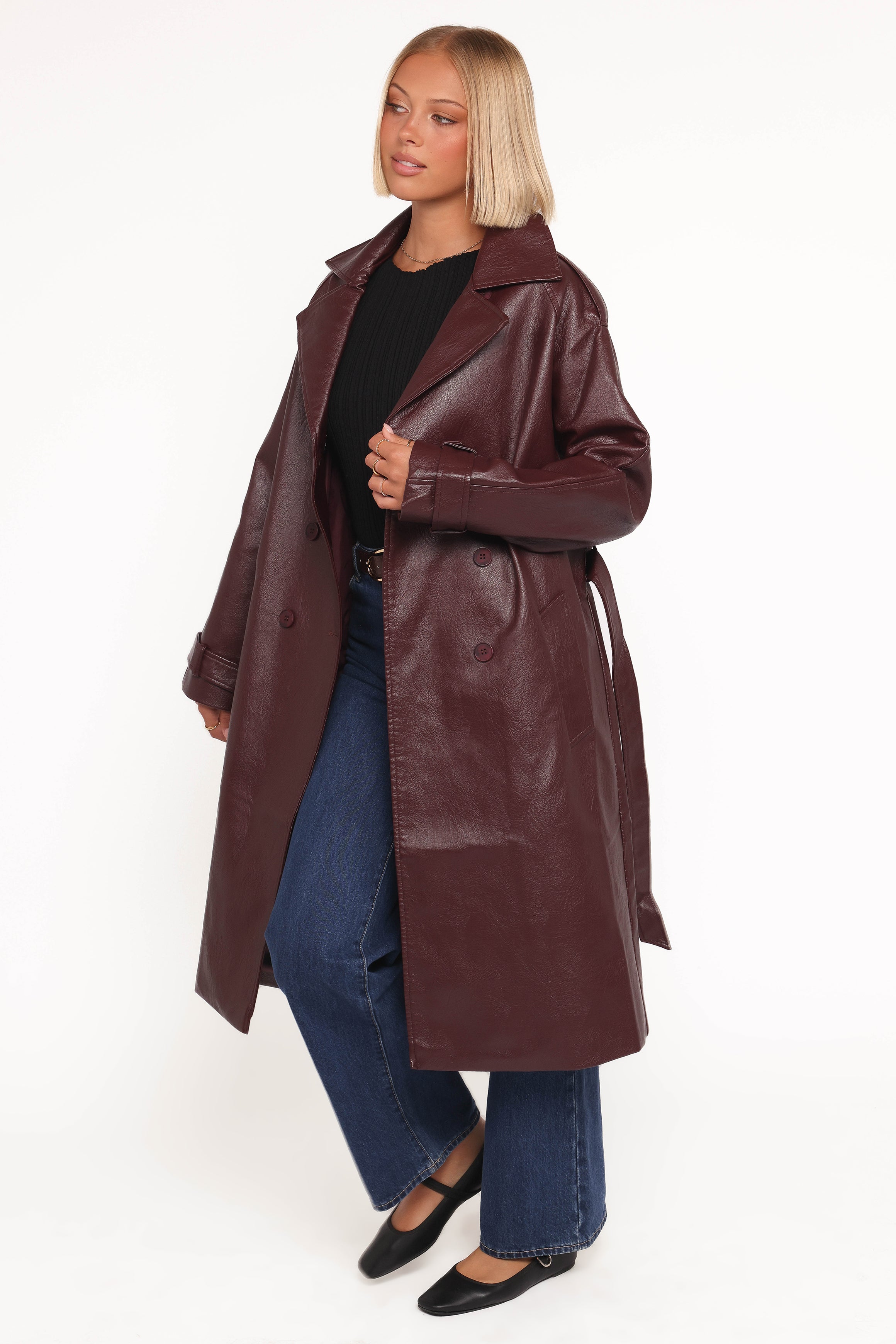 OUTERWEAR Vita Faux Leather Jacket - Burgundy