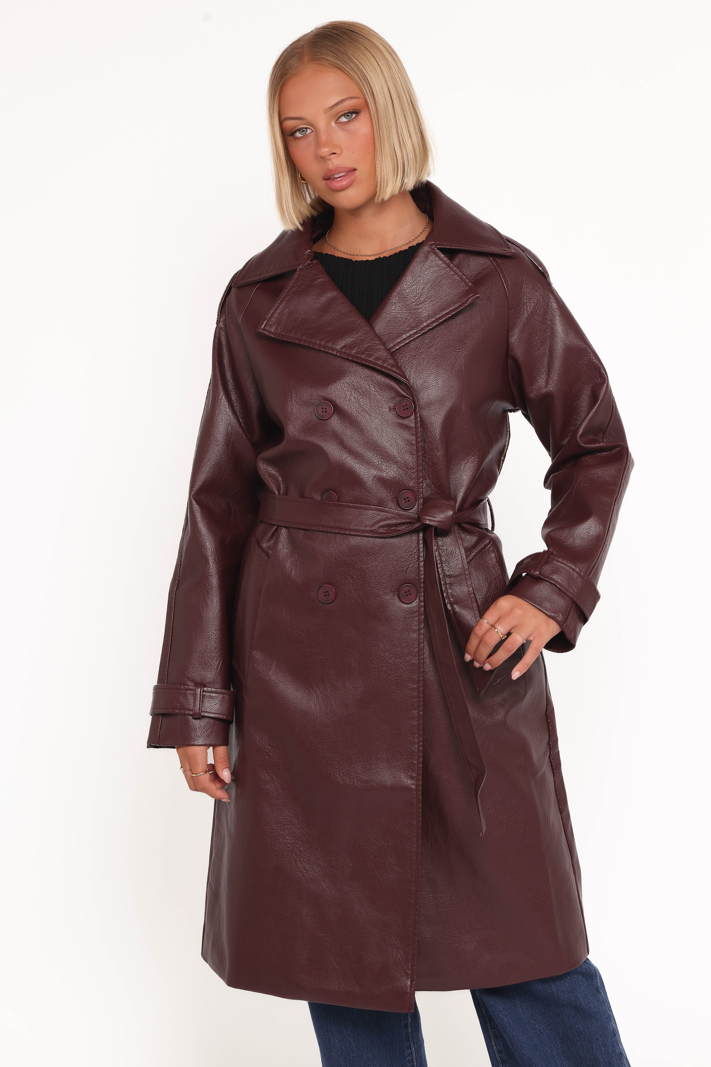 OUTERWEAR Vita Faux Leather Jacket - Burgundy