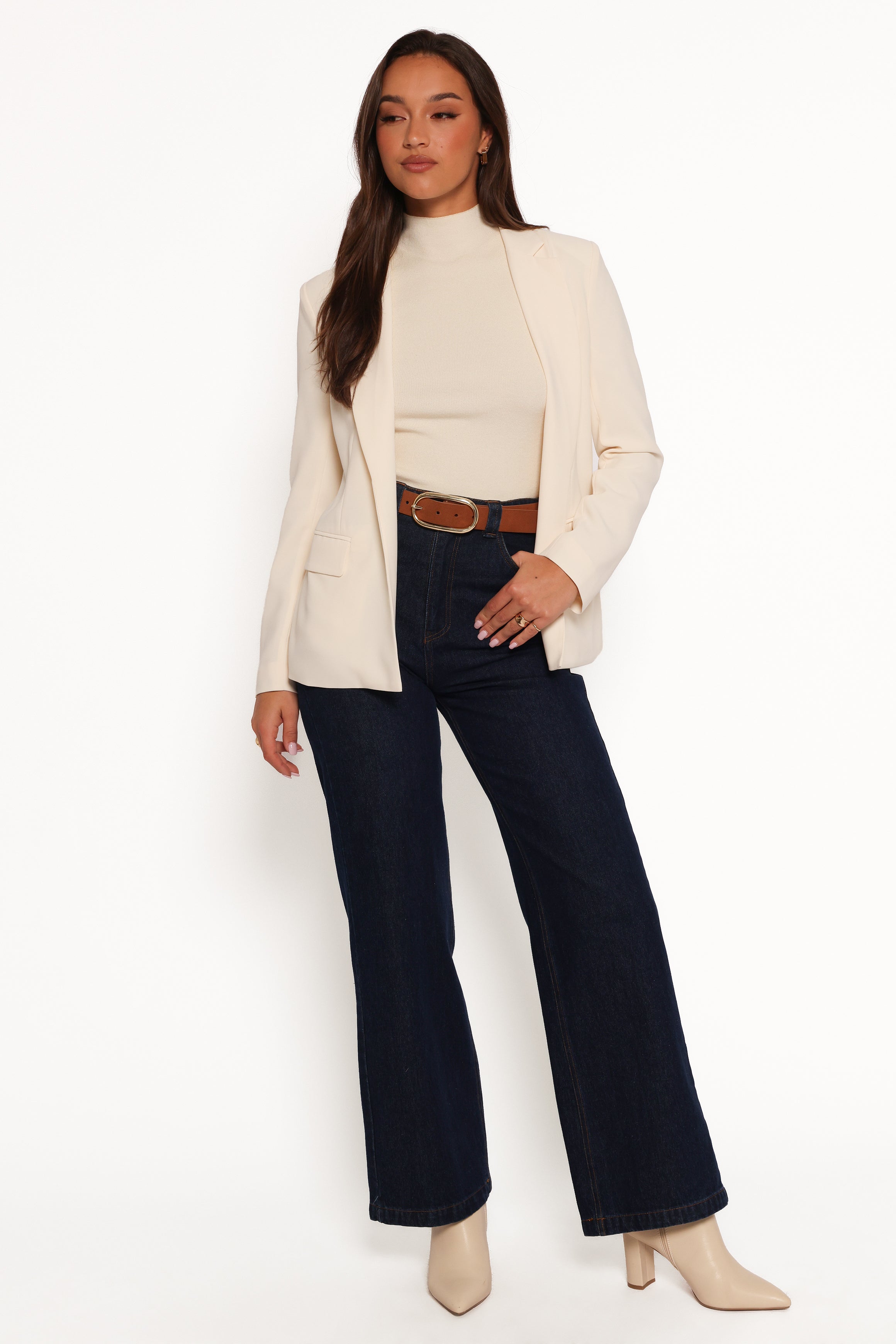 OUTERWEAR Volina Open Front Blazer - Cream
