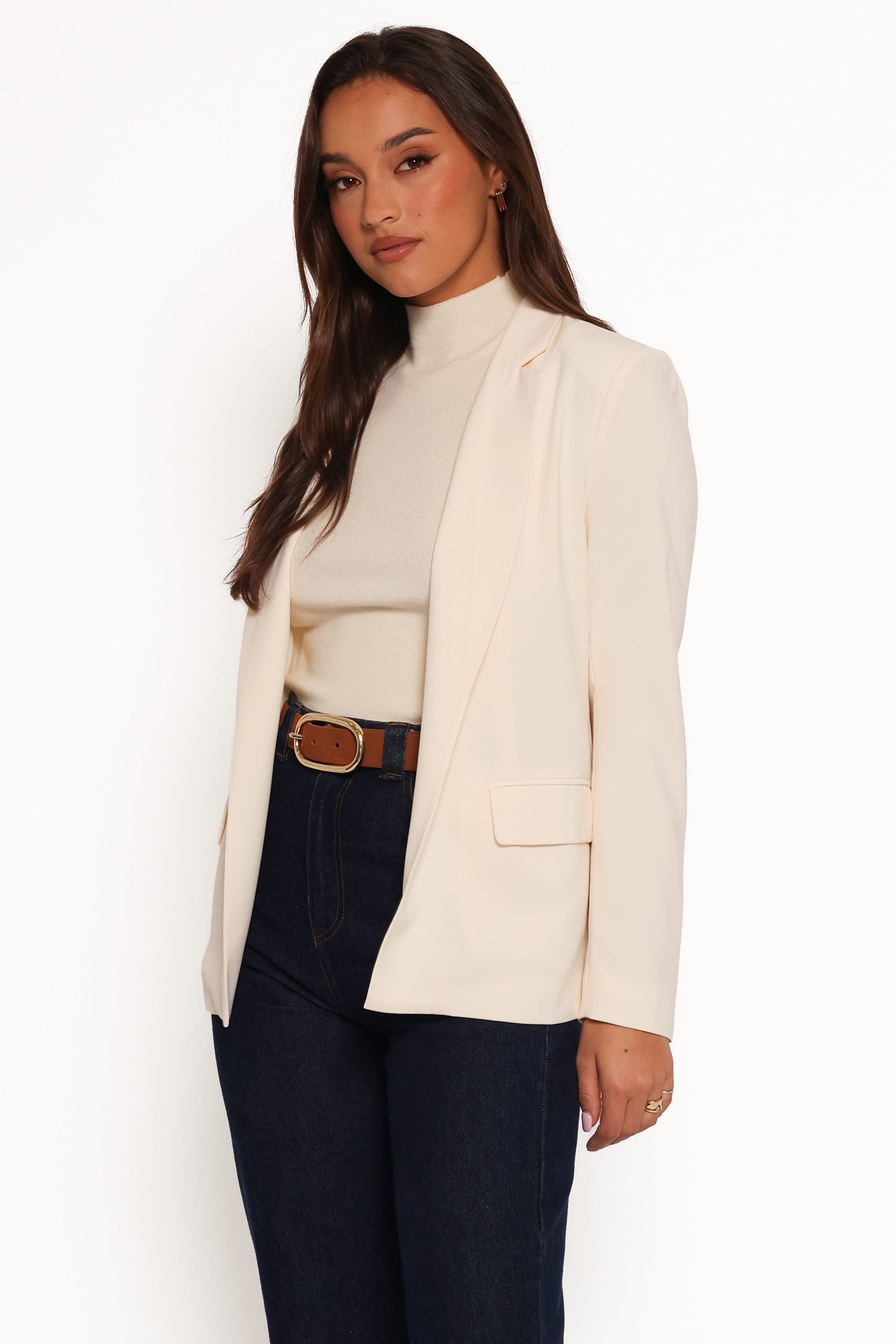 OUTERWEAR Volina Open Front Blazer - Cream