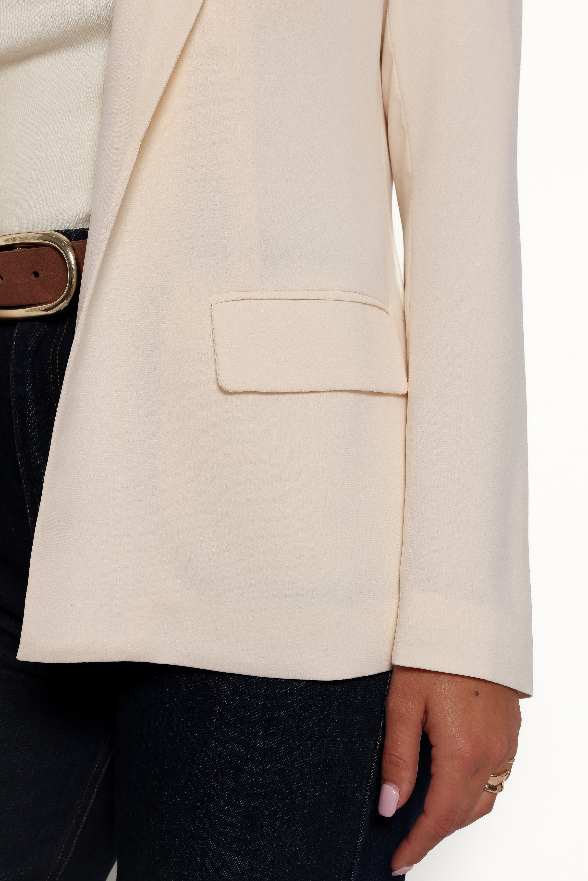 OUTERWEAR Volina Open Front Blazer - Cream