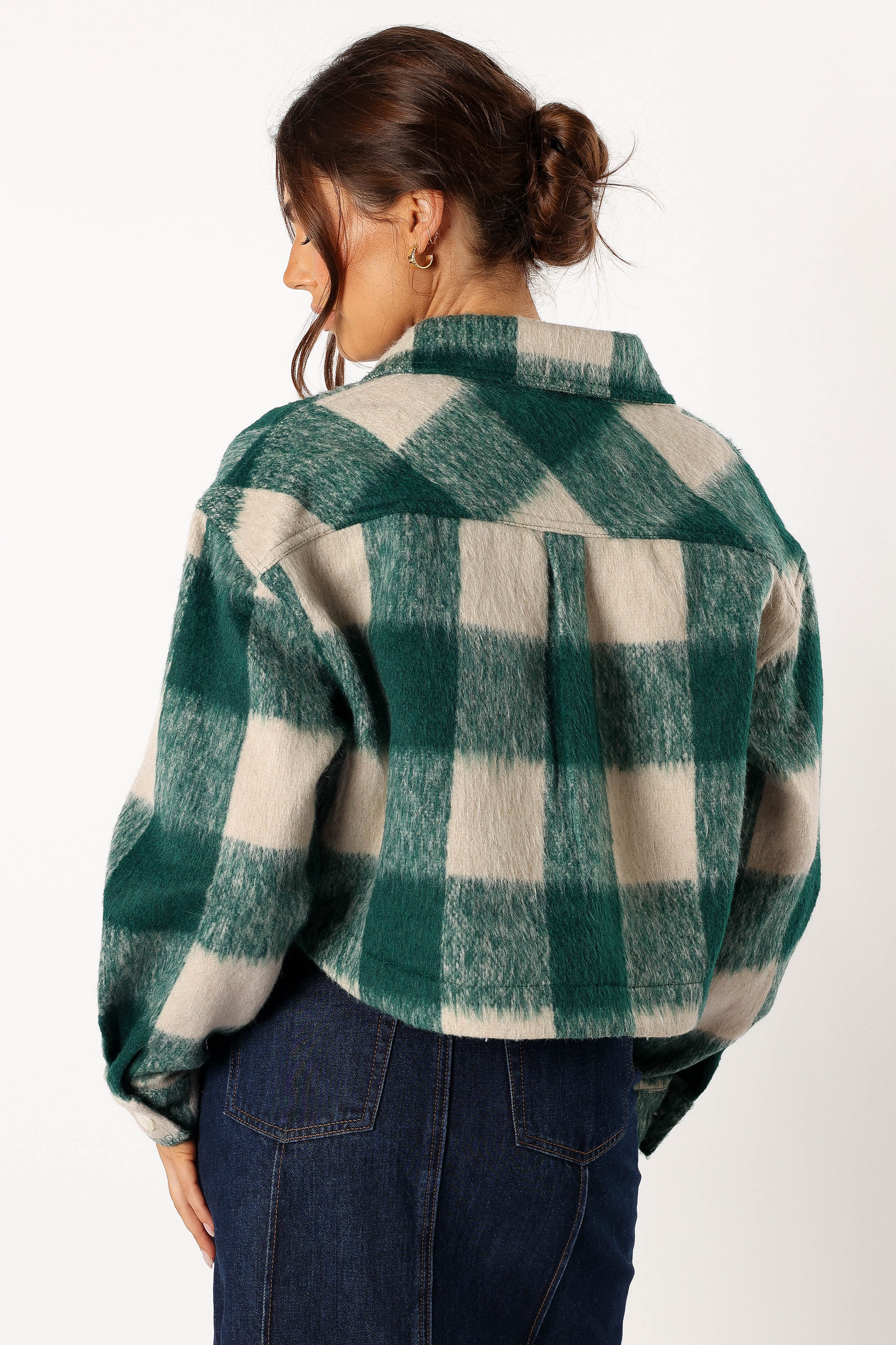 OUTERWEAR @Yara Plaid Sherpa Jacket - H Green