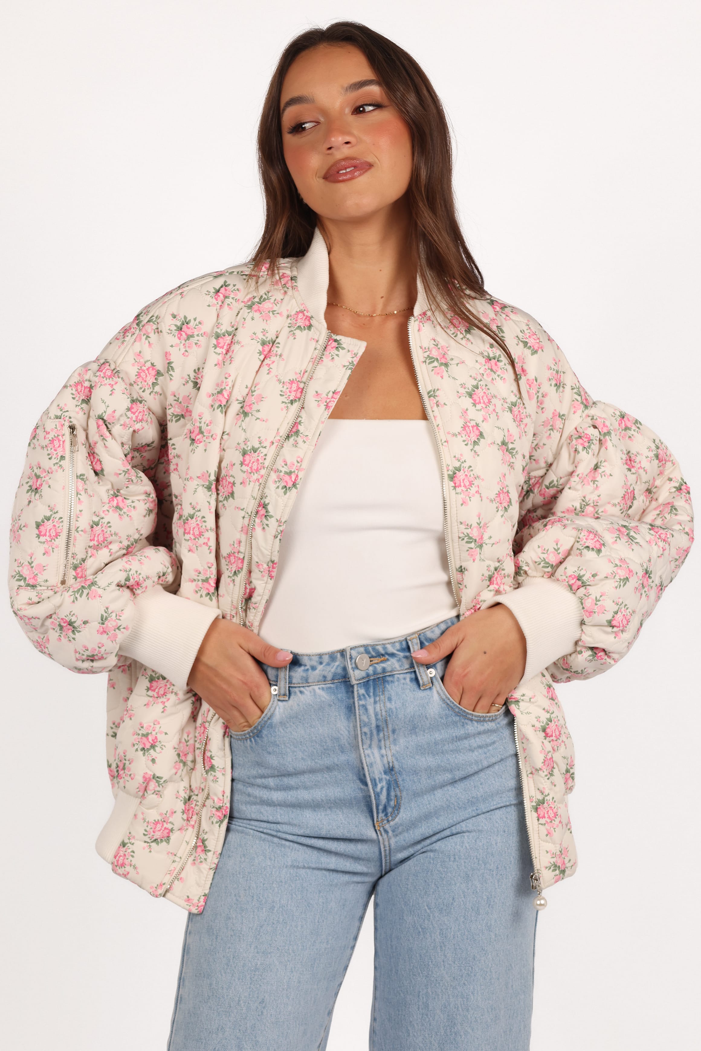 OUTERWEAR Yasmine Quilted Flower Jacket - Off White