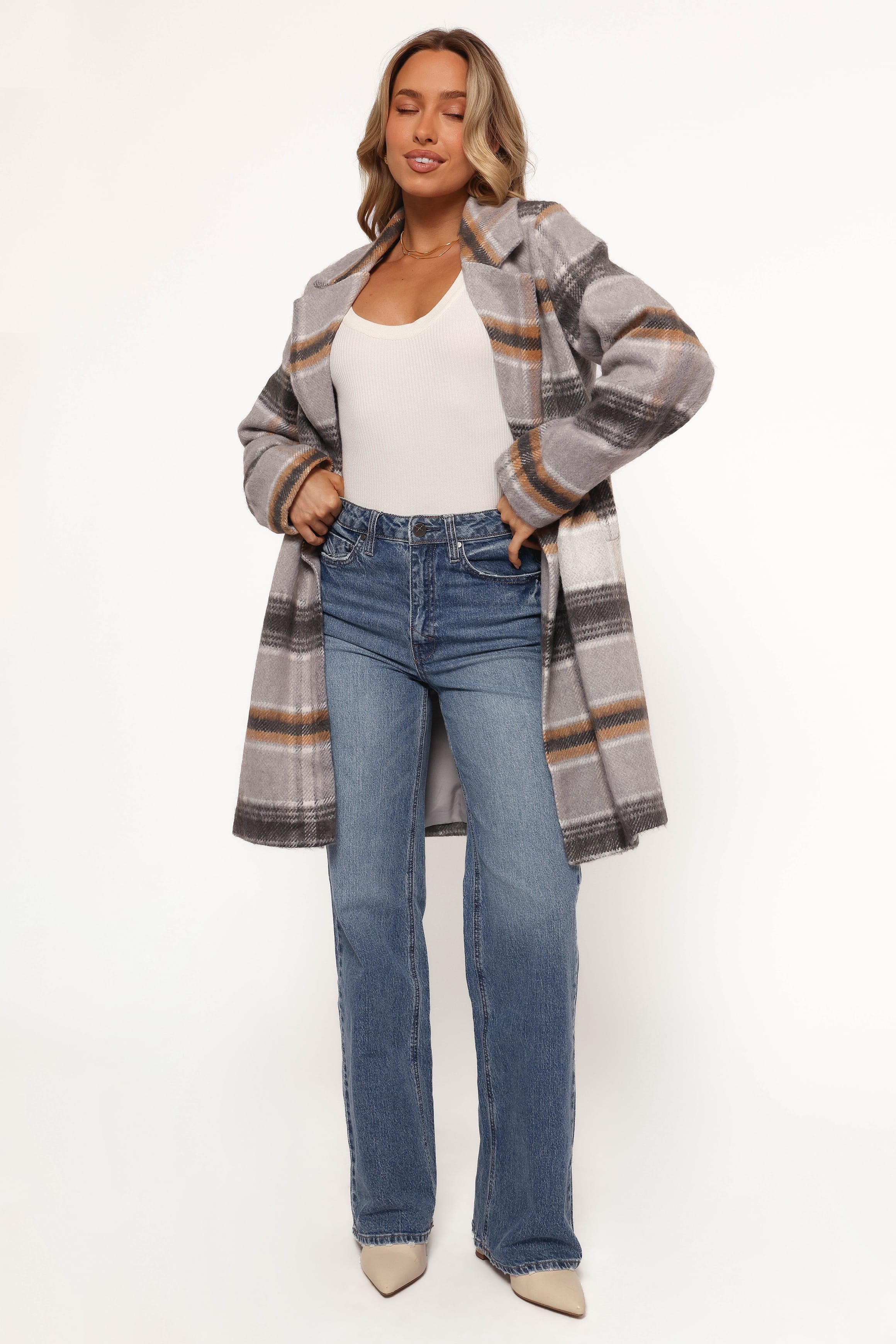 OUTERWEAR Zella Long Coat - Grey Multi