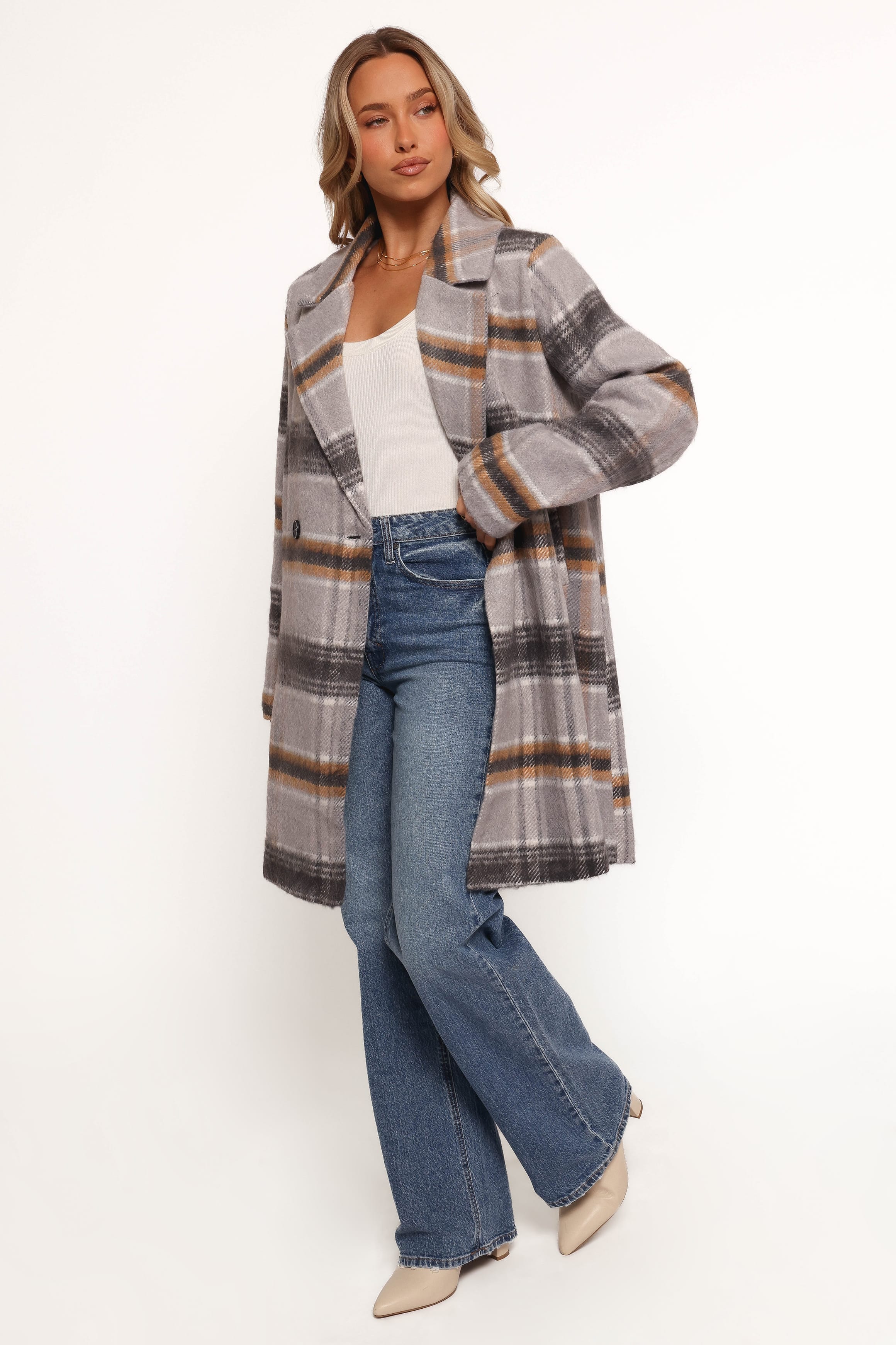 OUTERWEAR Zella Long Coat - Grey Multi