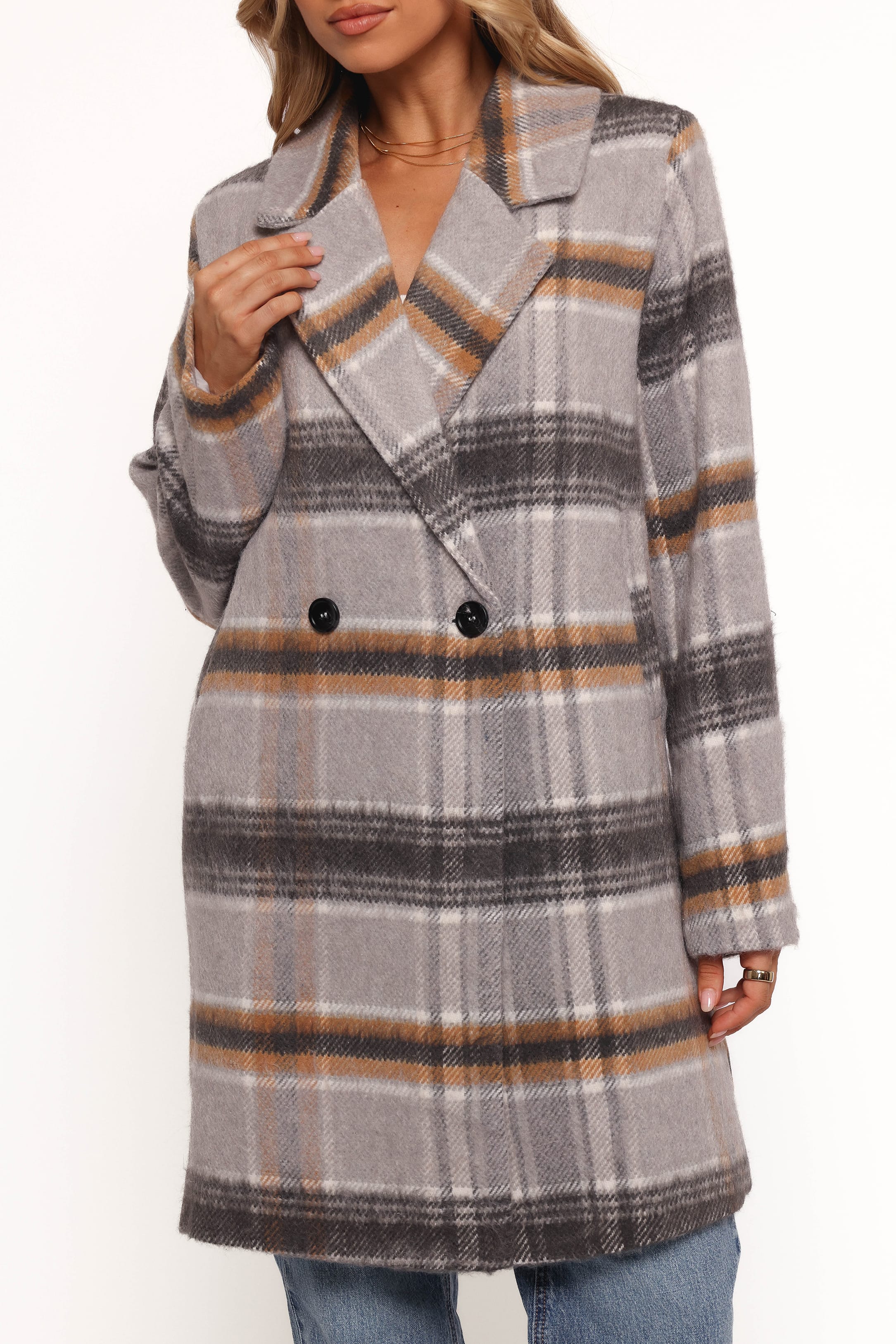OUTERWEAR Zella Long Coat - Grey Multi