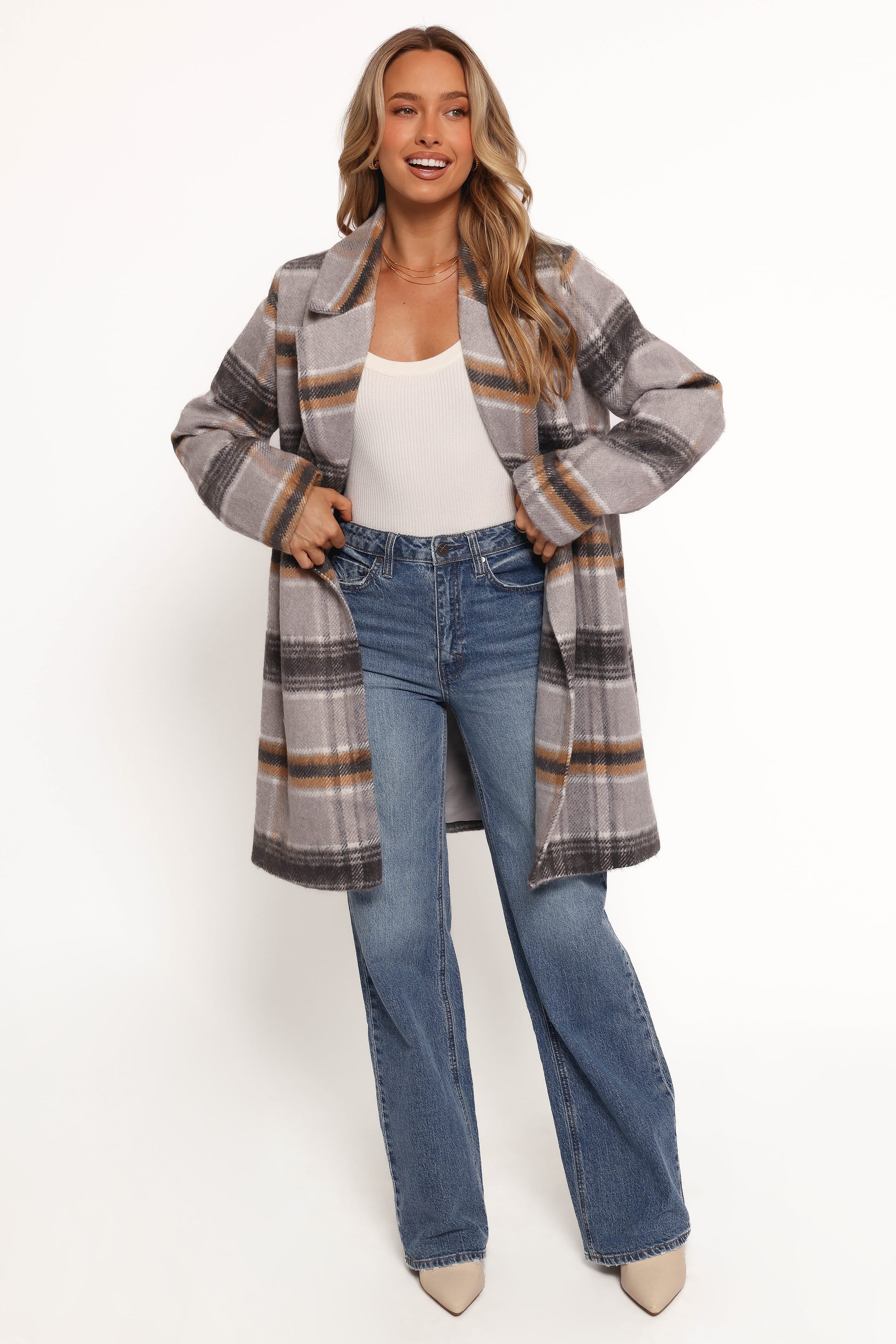 OUTERWEAR Zella Long Coat - Grey Multi