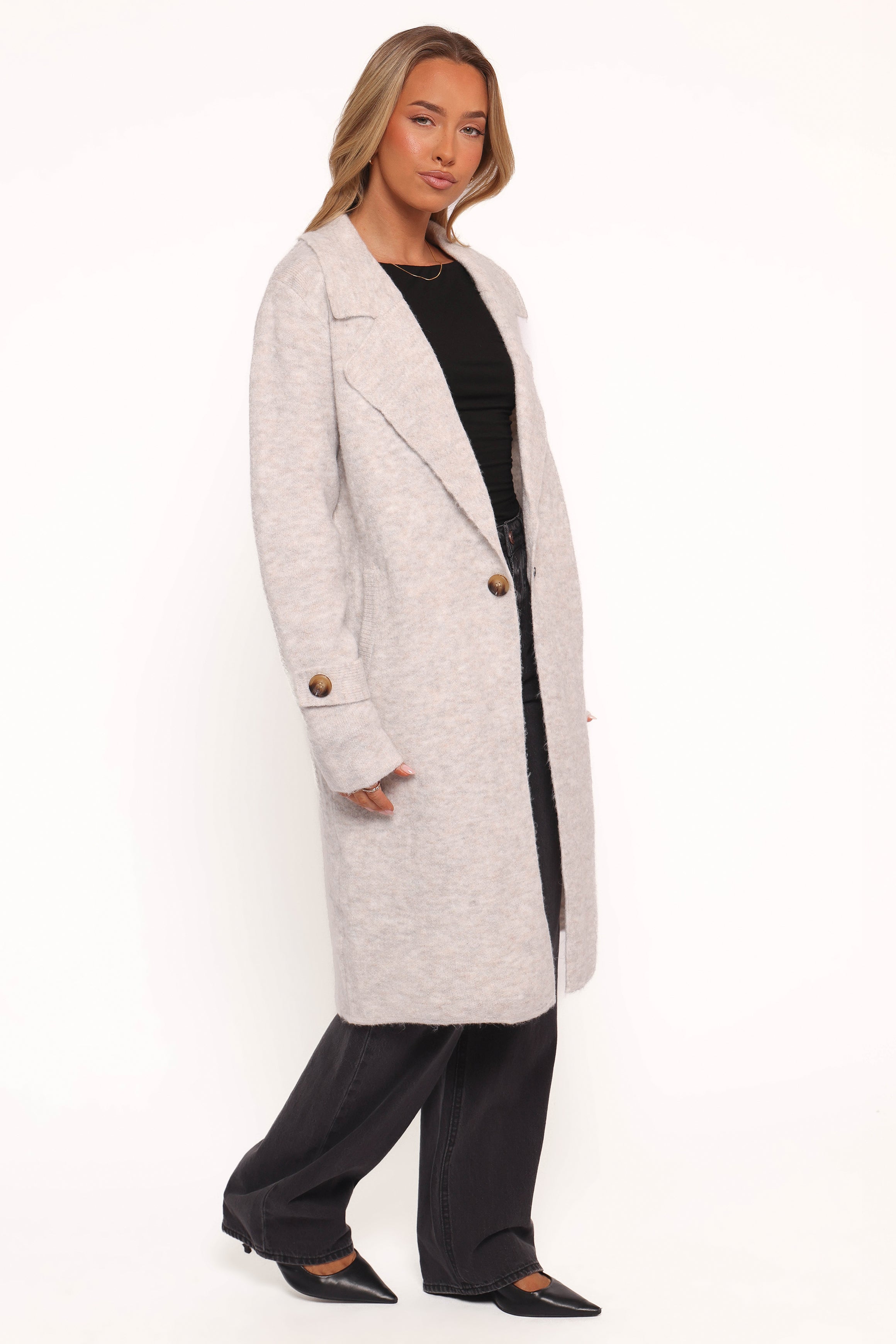OUTERWEAR Zina Button Front Coatigan - Grey