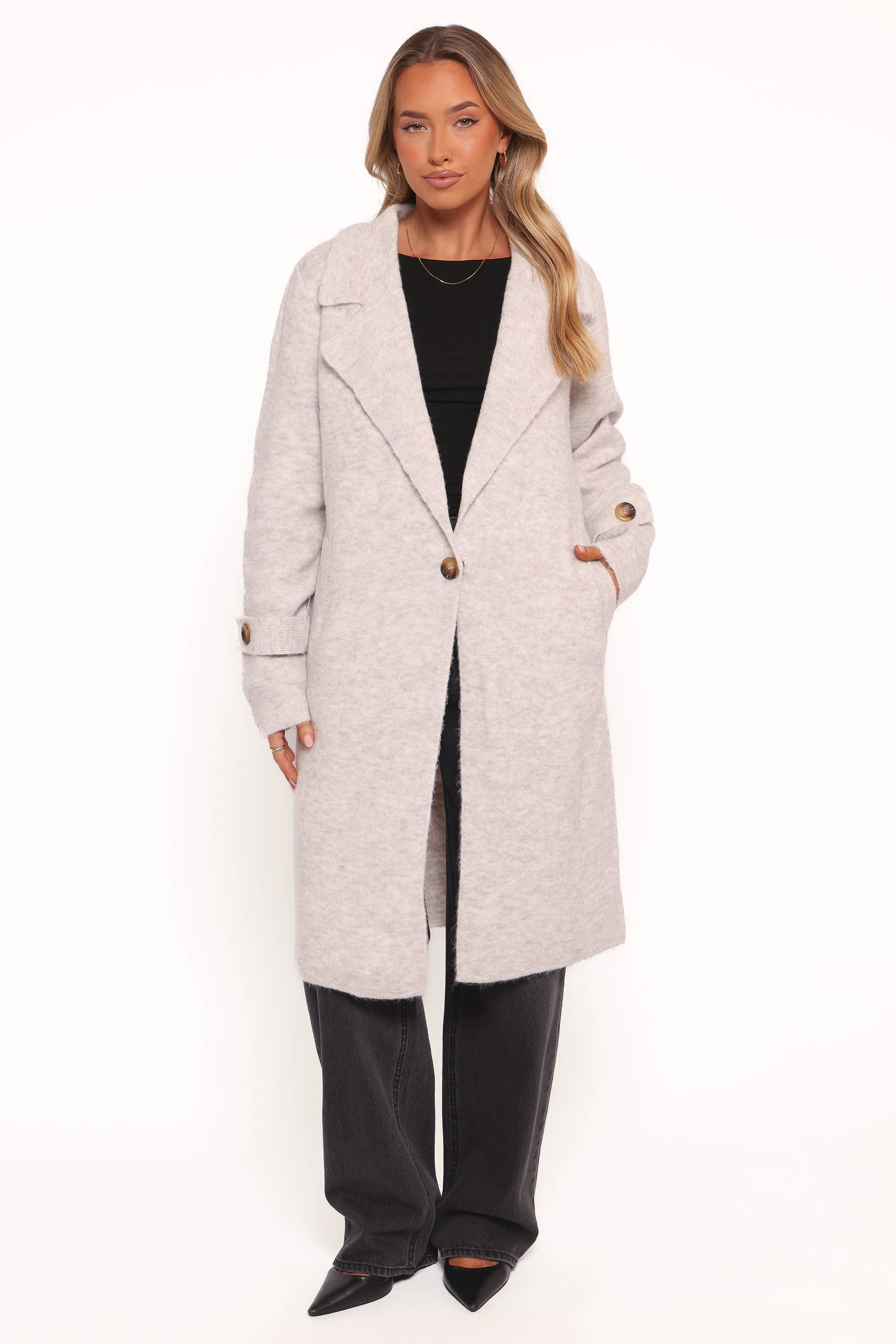 OUTERWEAR Zina Button Front Coatigan - Grey
