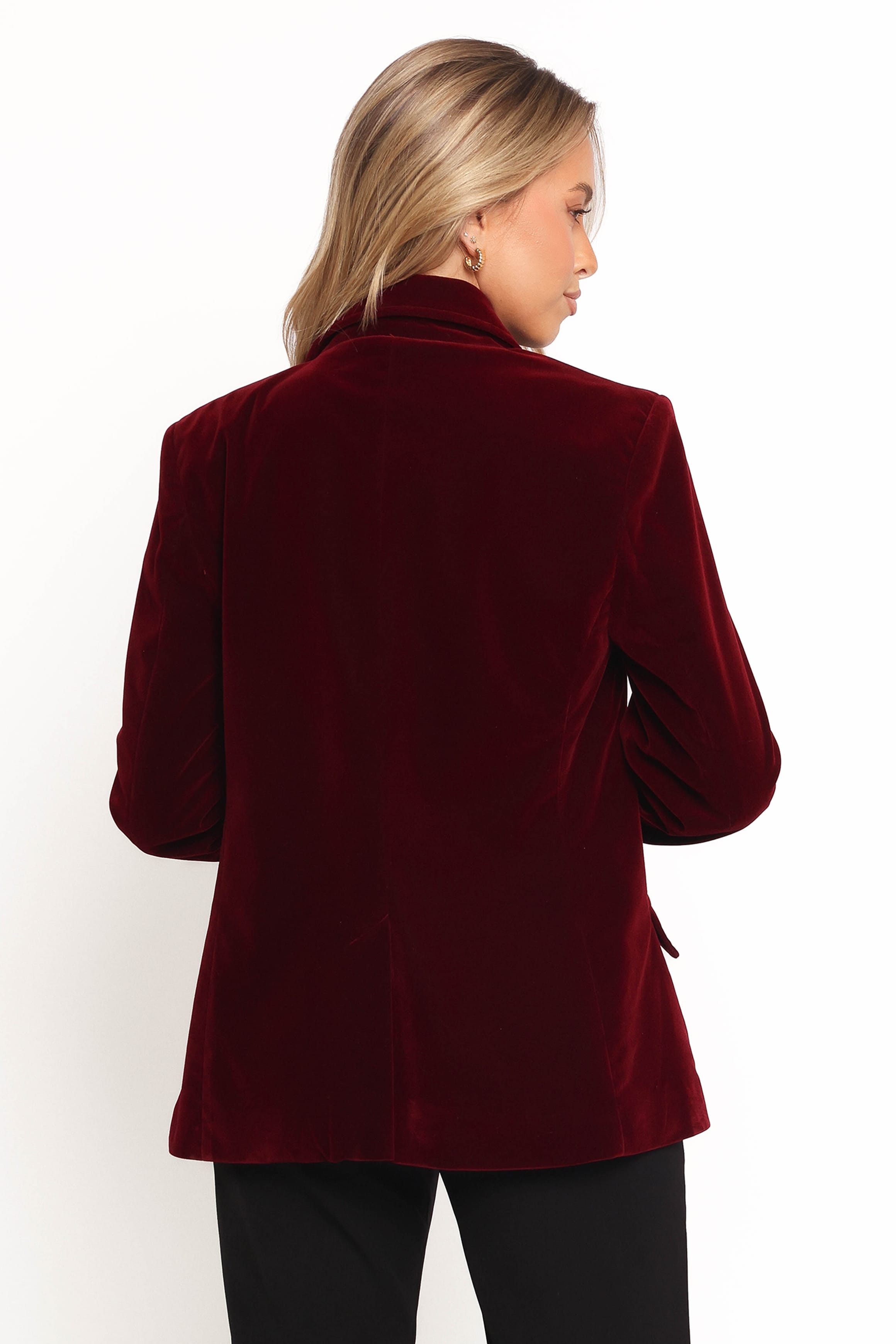 OUTERWEAR Zpya Single Button Velvet Blazer - Berry