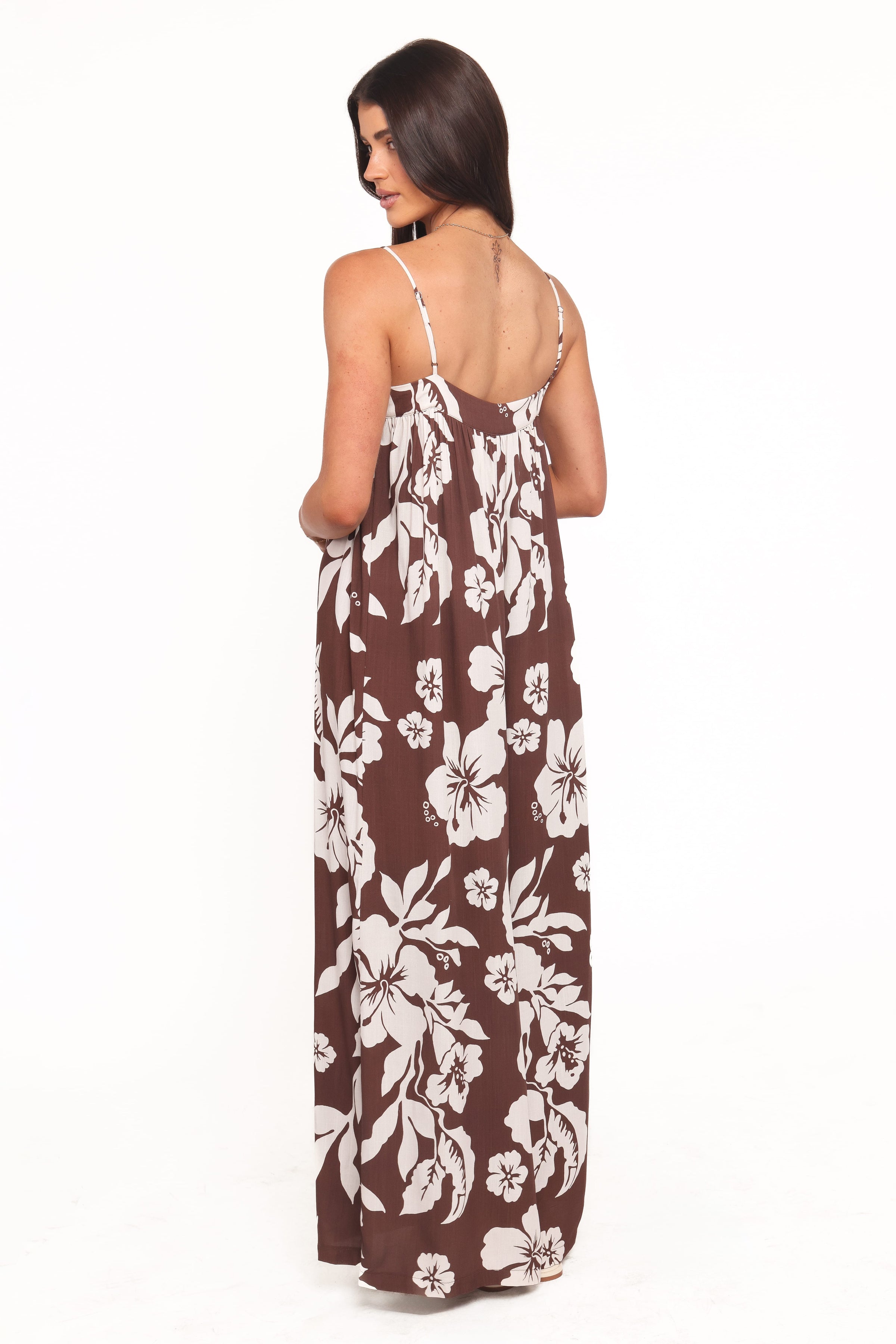 PLAYSUITS Abegail Flowy Jumpsuit - Brown Hibiscus