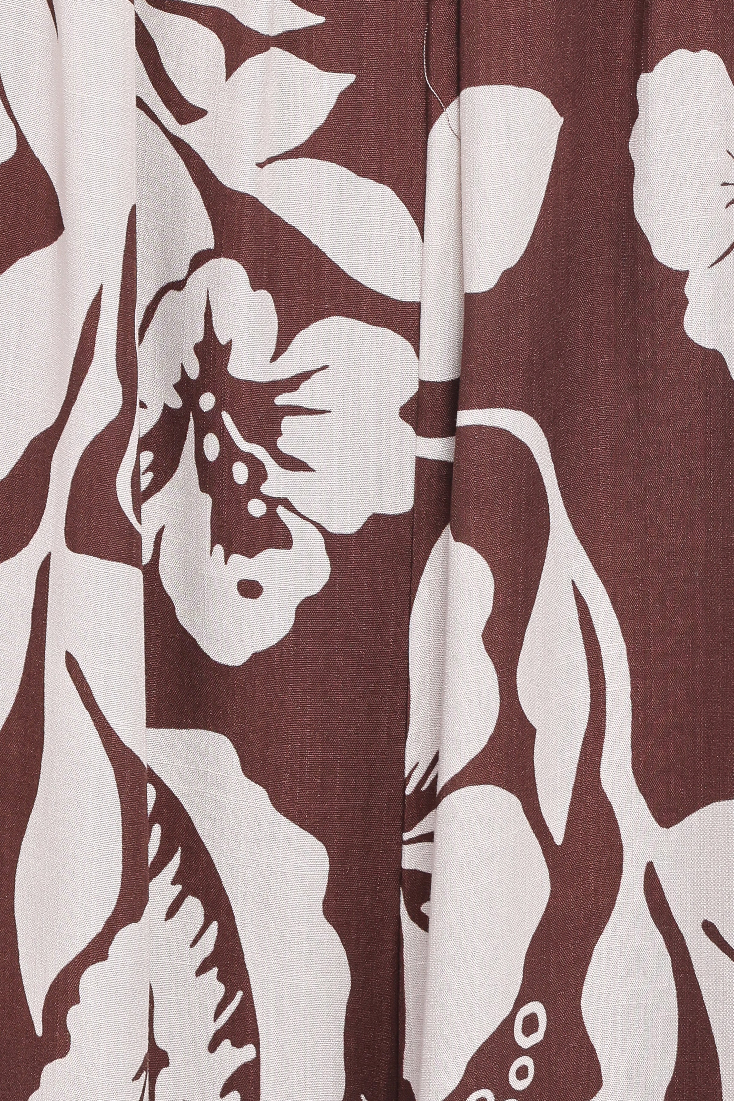 PLAYSUITS Abegail Flowy Jumpsuit - Brown Hibiscus