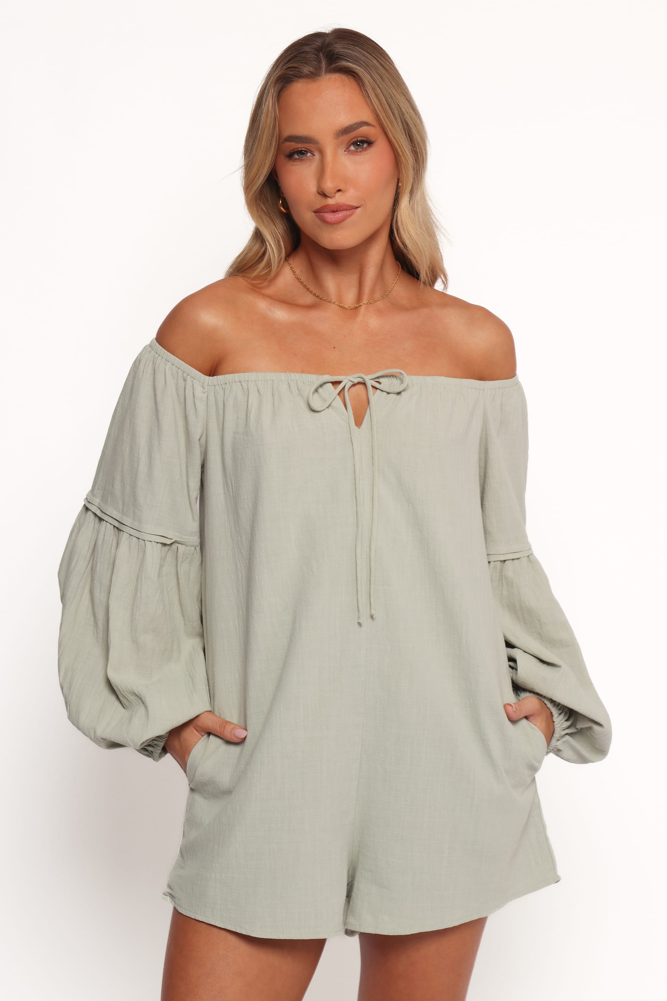 PLAYSUITS Anette Long Sleeve Playsuit - Sage