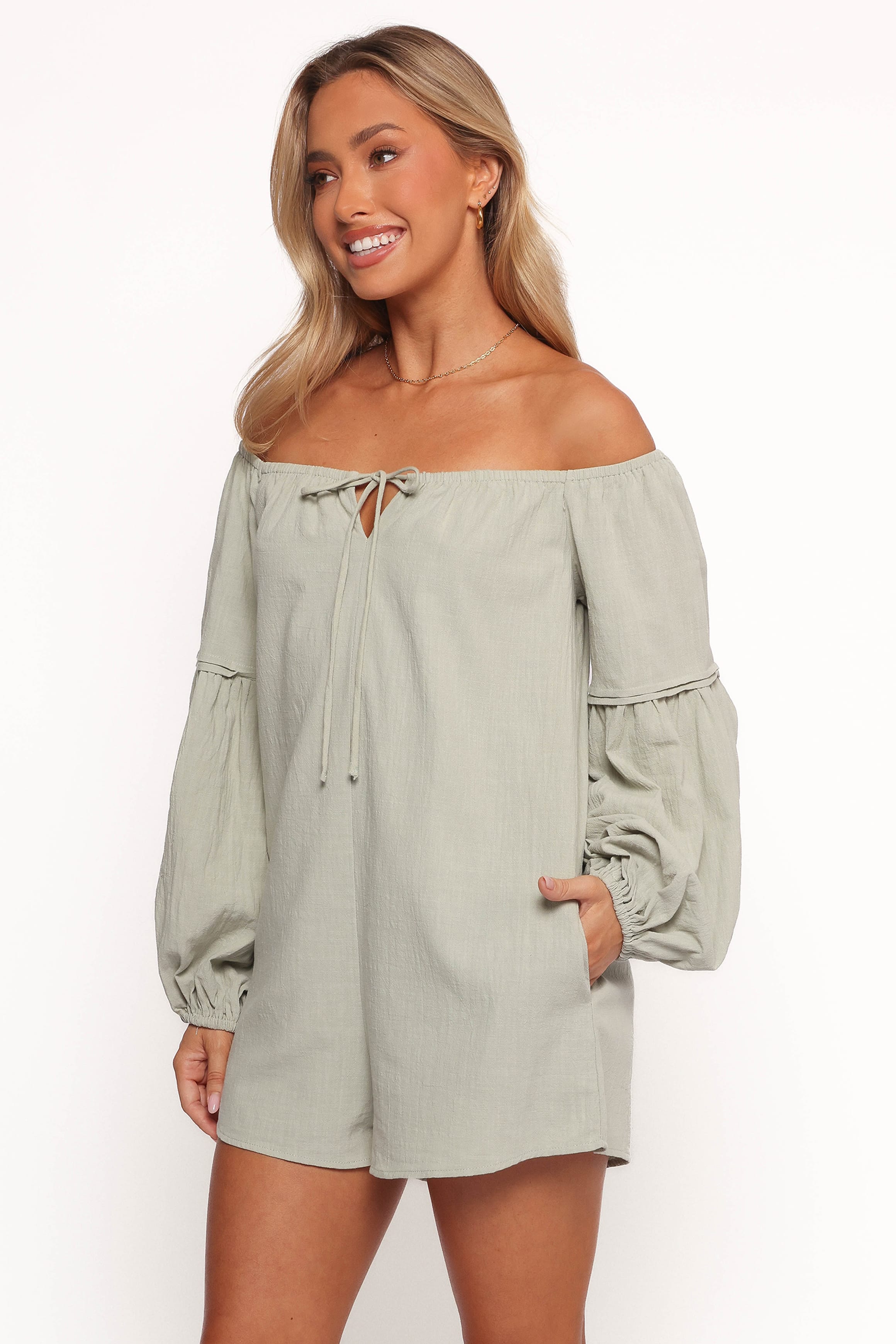 PLAYSUITS Anette Long Sleeve Playsuit - Sage