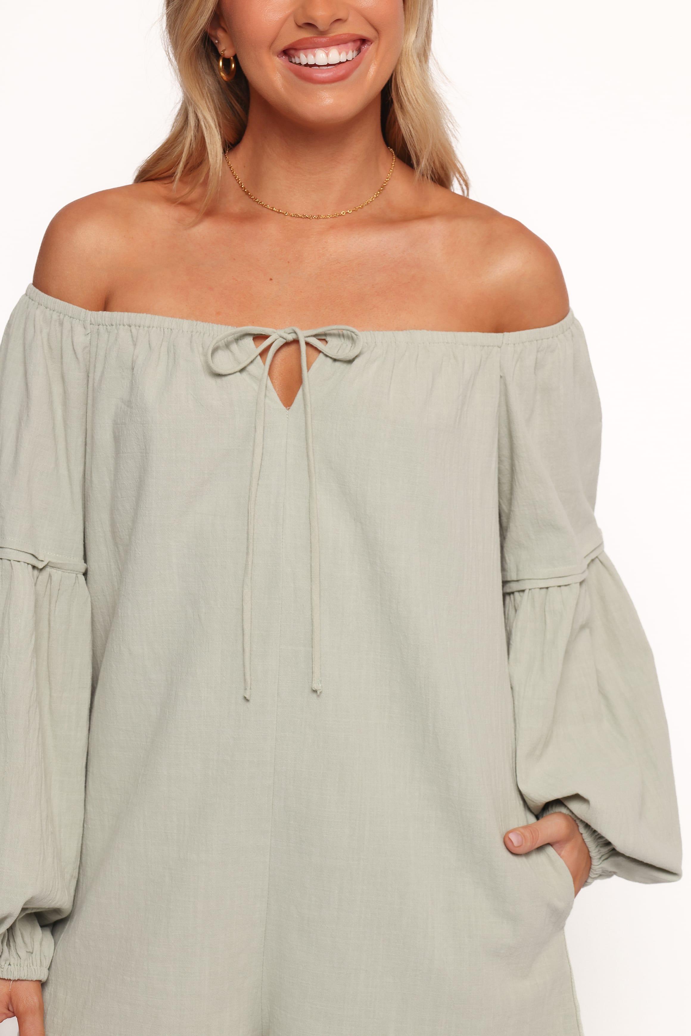 PLAYSUITS Anette Long Sleeve Playsuit - Sage