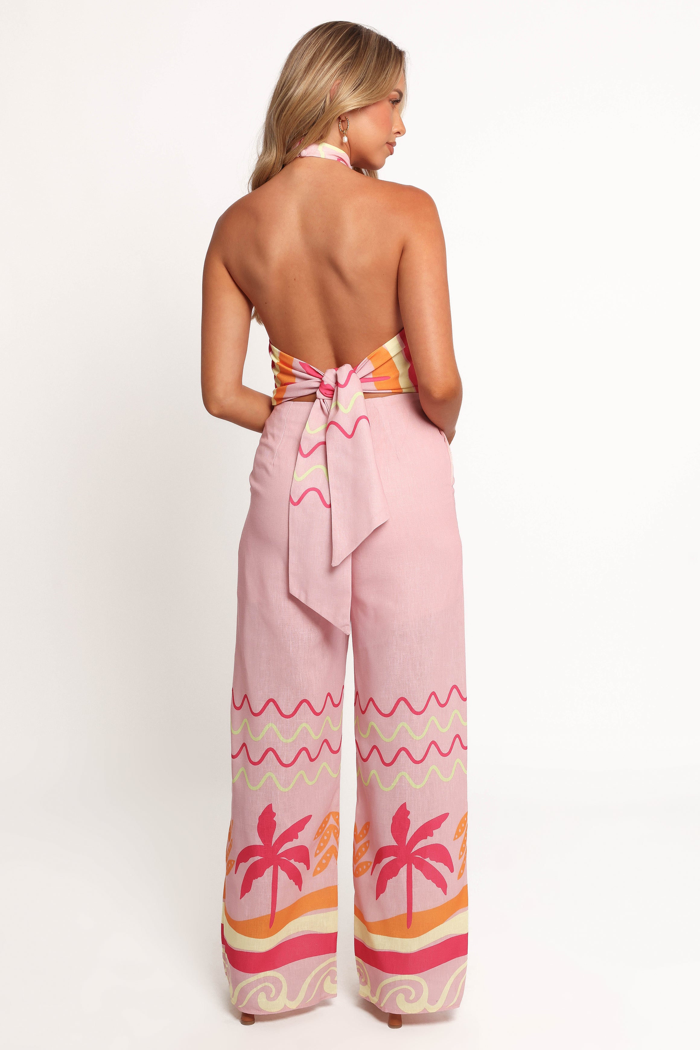 PLAYSUITS Aryn Halterneck Jumpsuit - Pink Palm