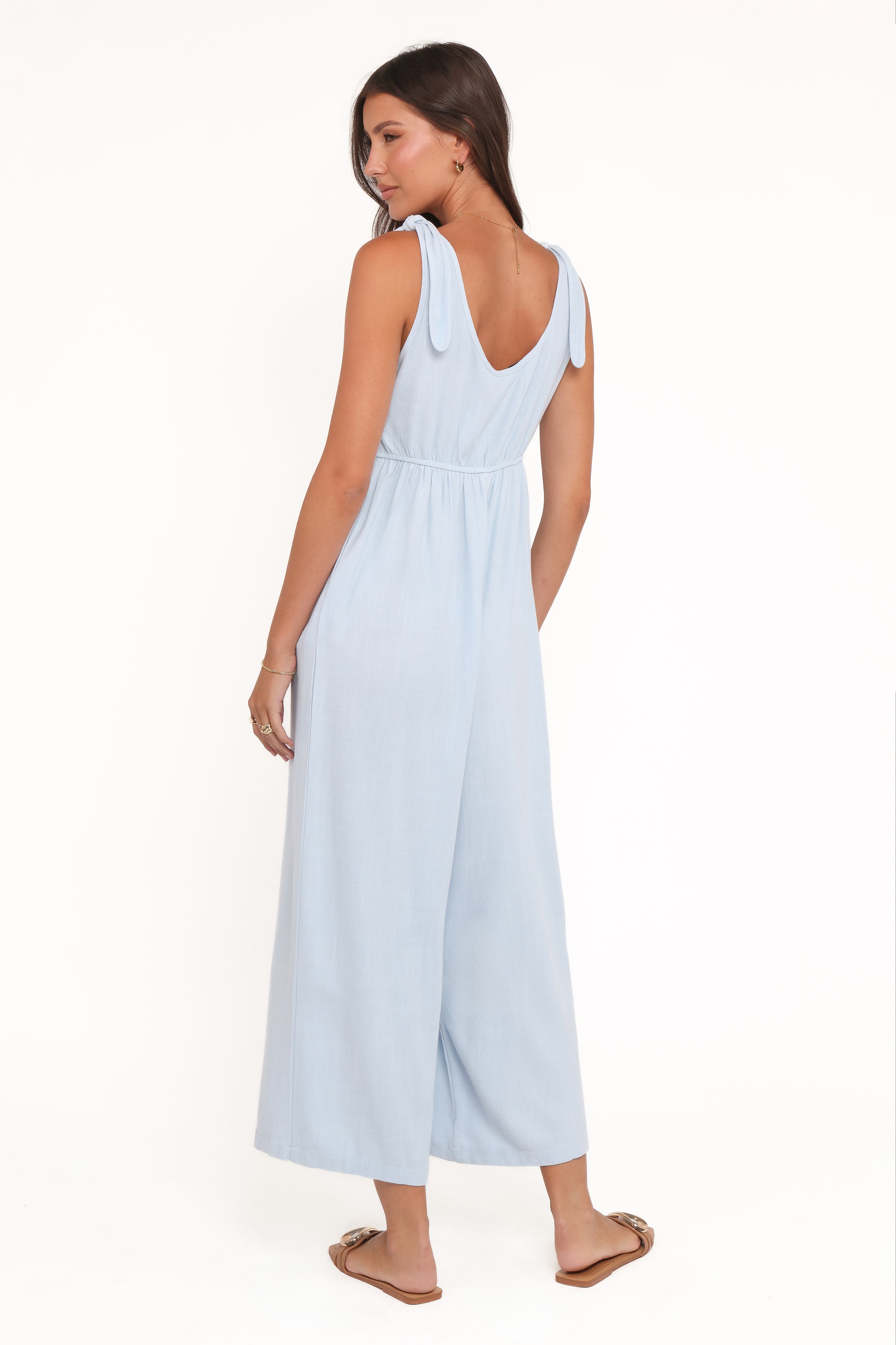 PLAYSUITS Ayla Linen Jumpsuit - Light Blue