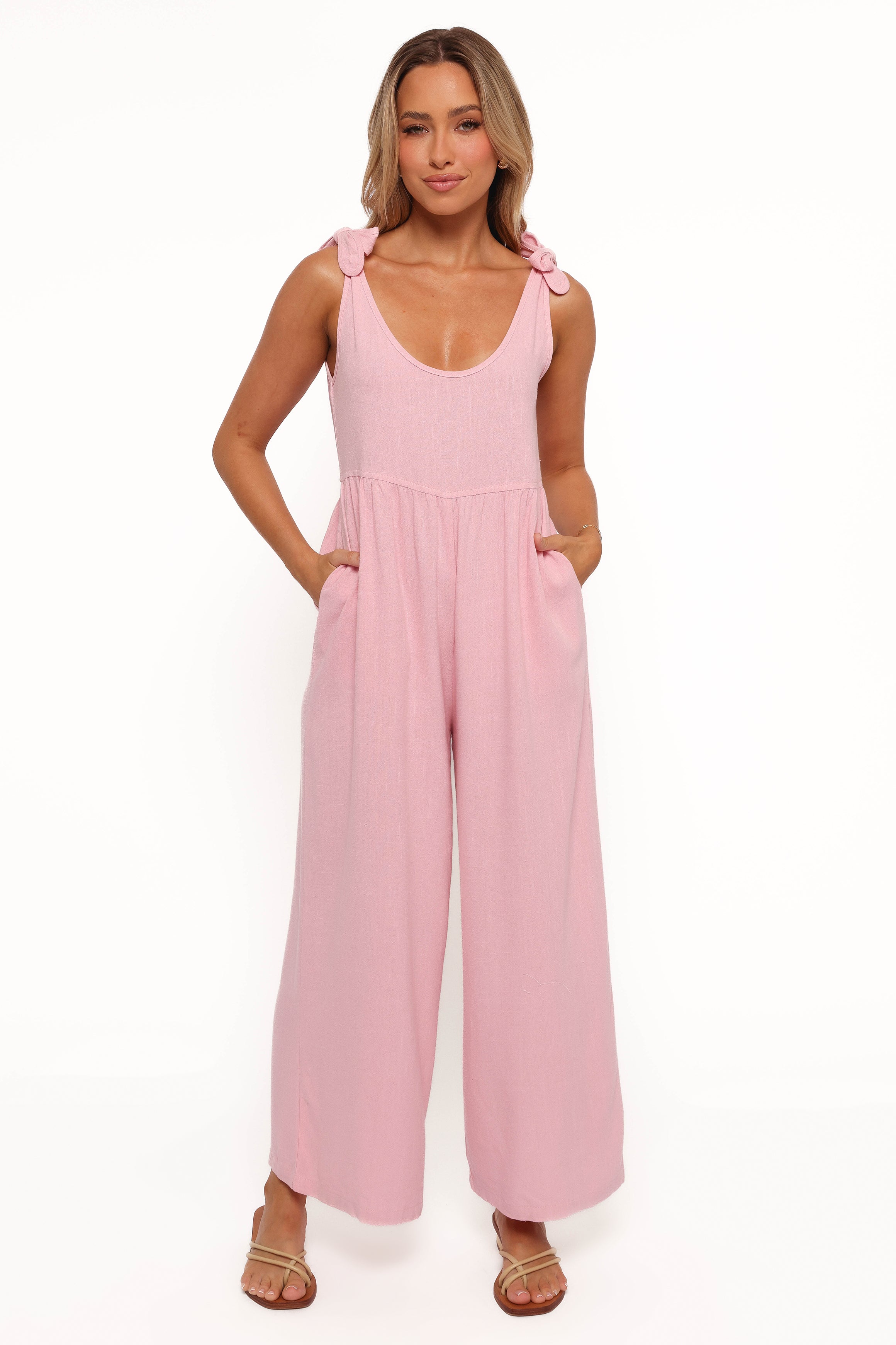 PLAYSUITS Ayla Linen Jumpsuit - Pale Pink