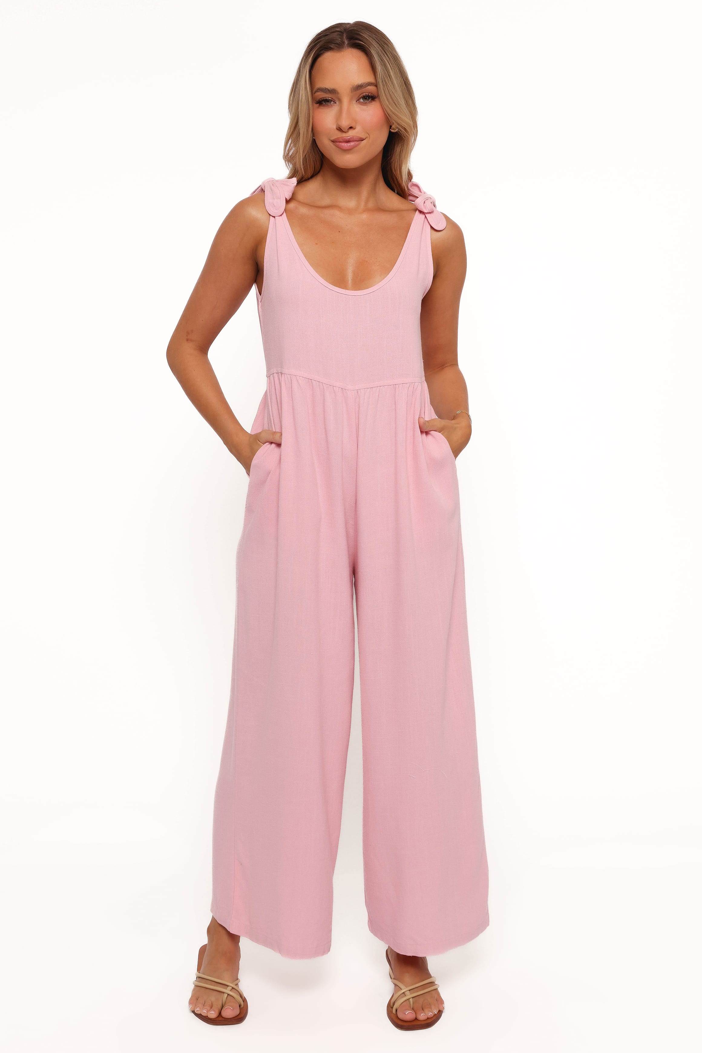PLAYSUITS Ayla Linen Jumpsuit - Pale Pink