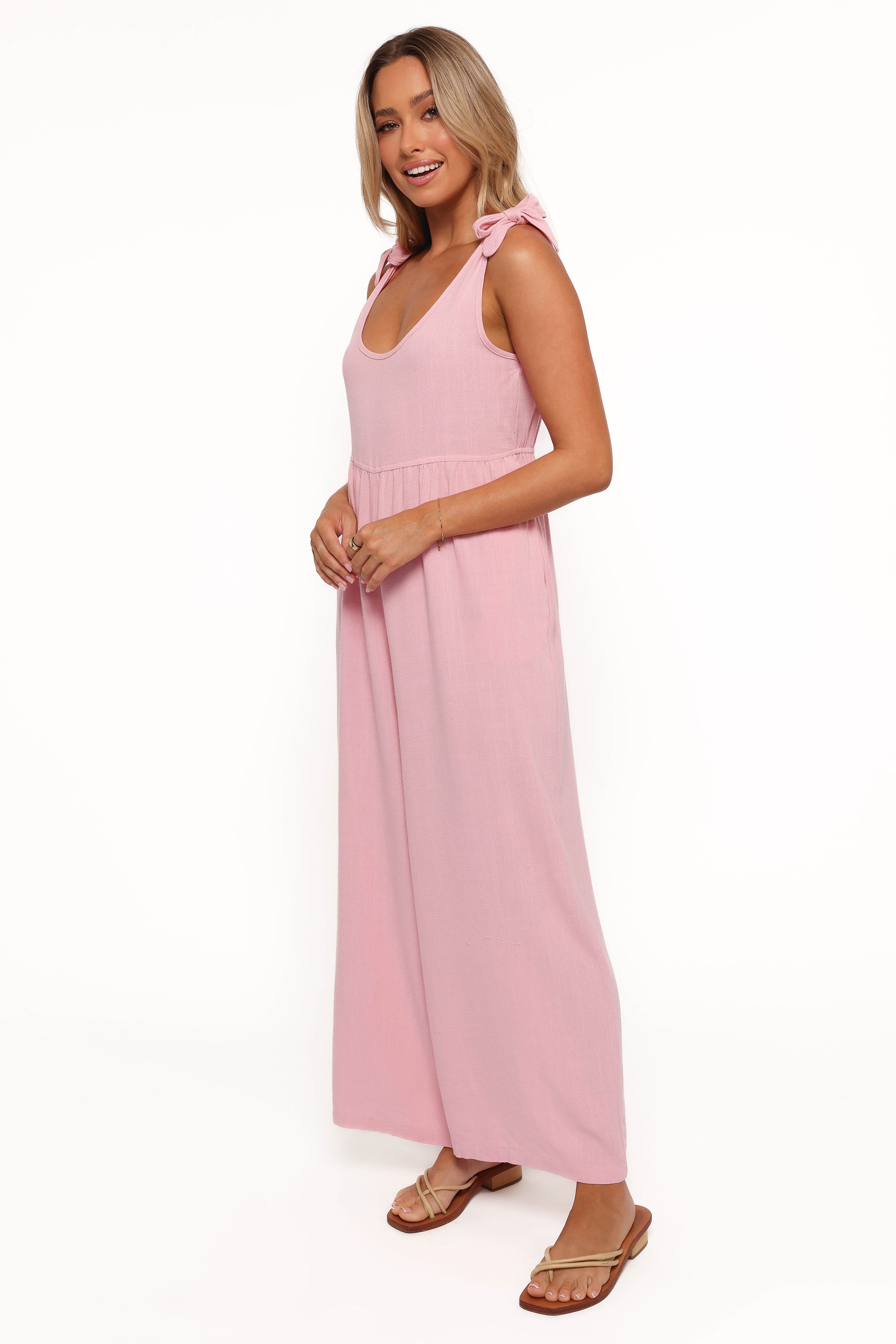 PLAYSUITS Ayla Linen Jumpsuit - Pale Pink