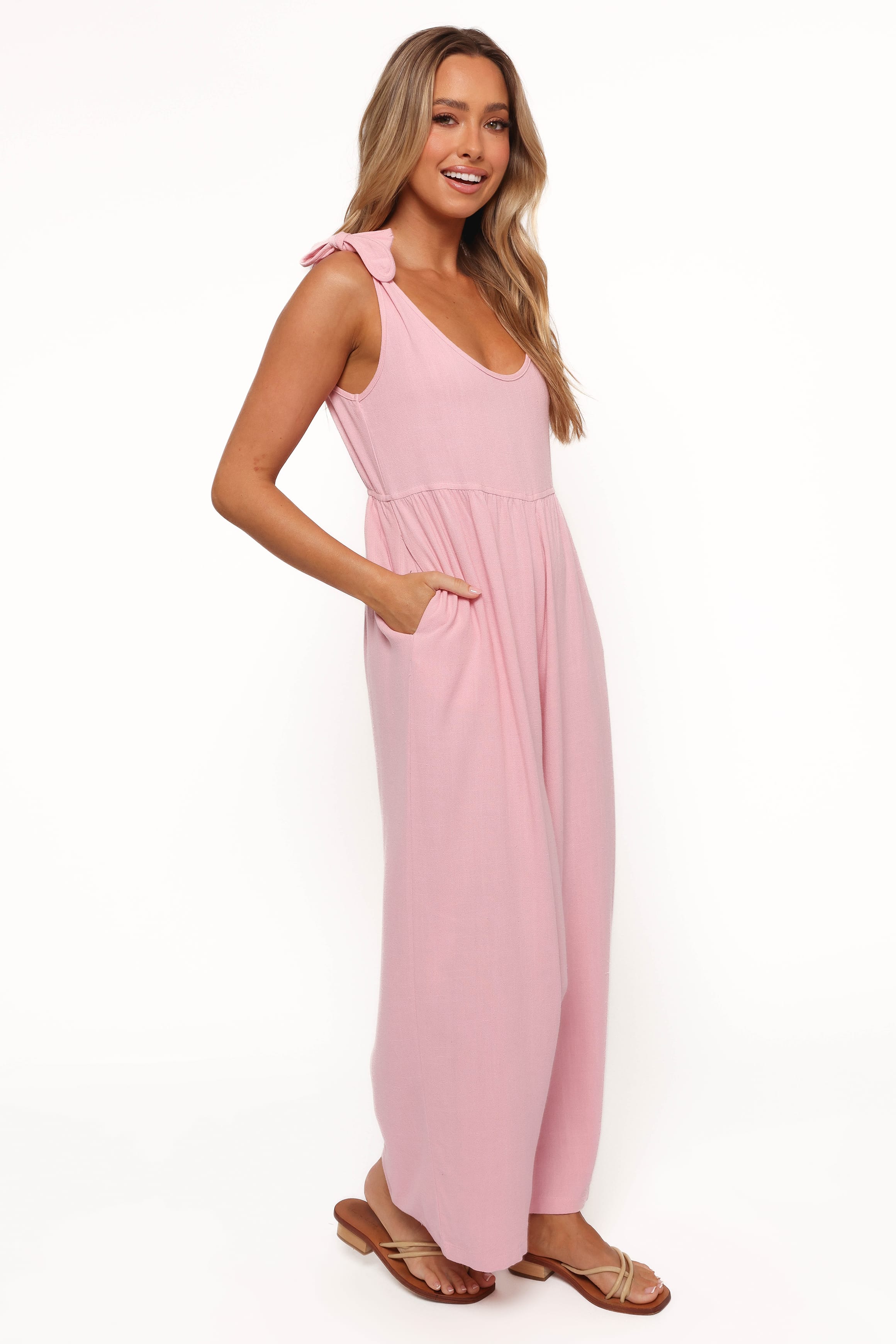 PLAYSUITS Ayla Linen Jumpsuit - Pale Pink