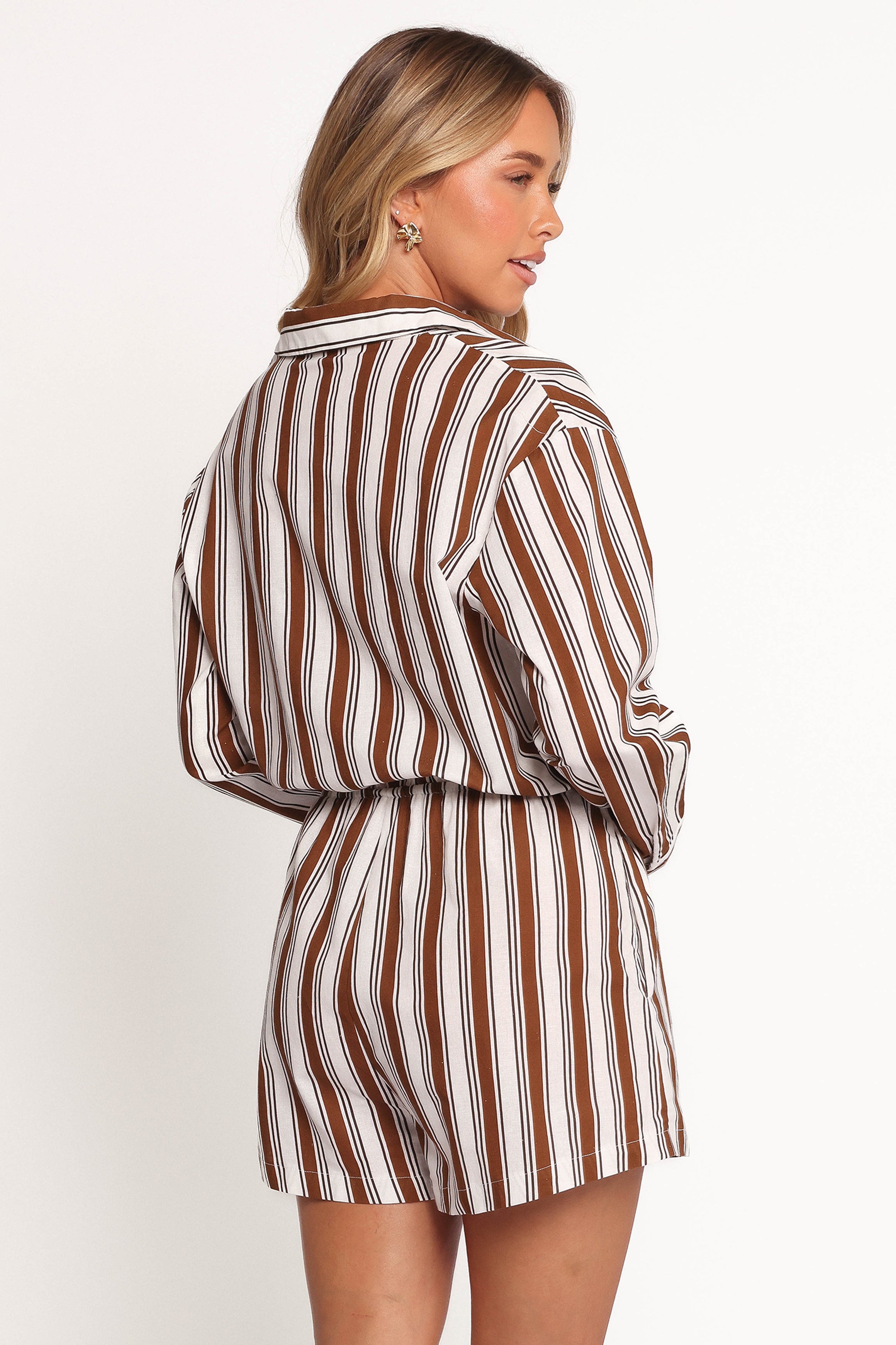 PLAYSUITS Beau Long Sleeve Playsuit - Chocolate Stripe
