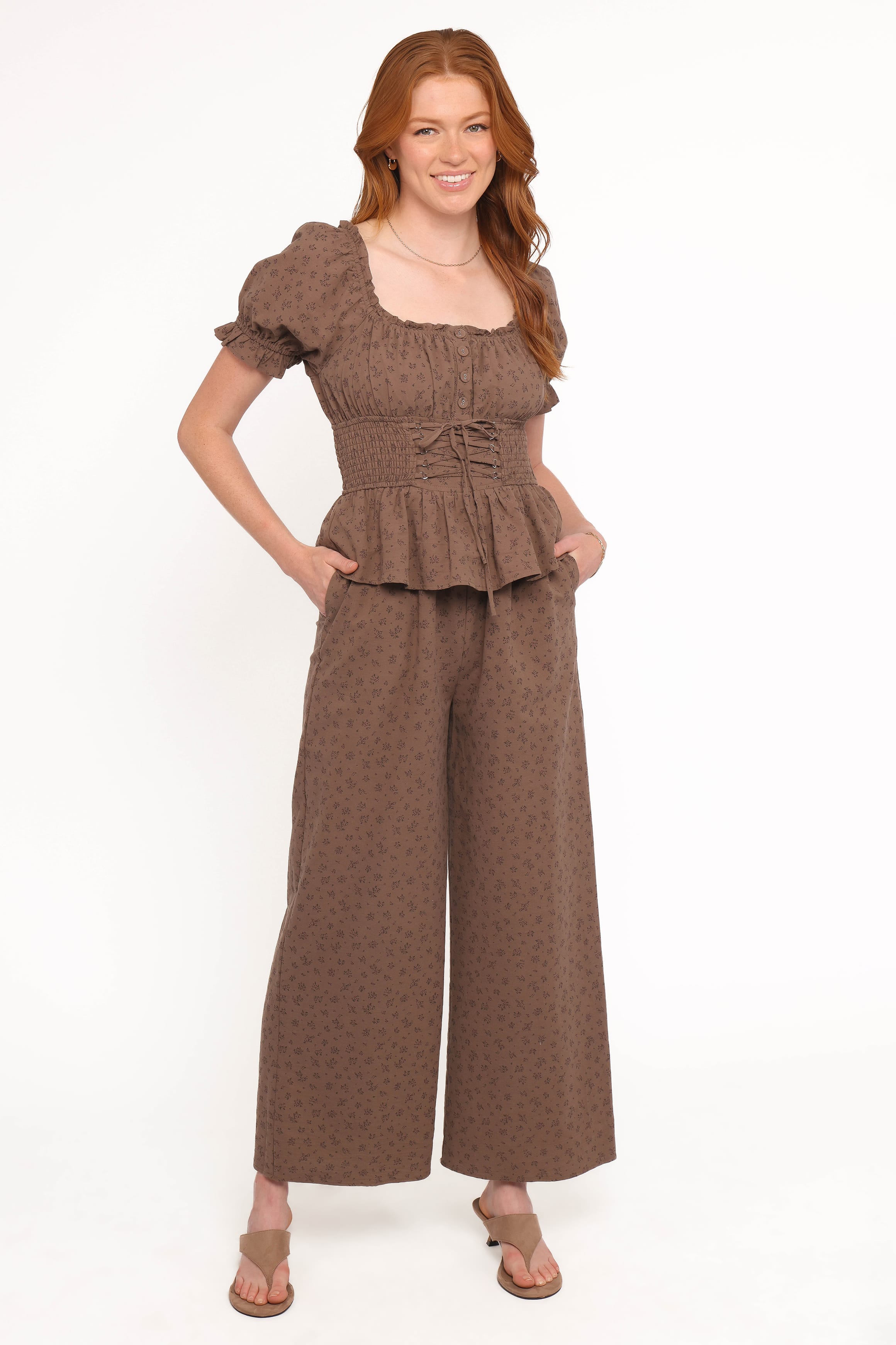 PLAYSUITS Bridget Jumpsuit - Taupe Purple Floral
